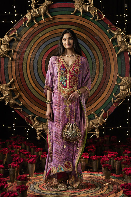 Lilac Leheriya Kaftan