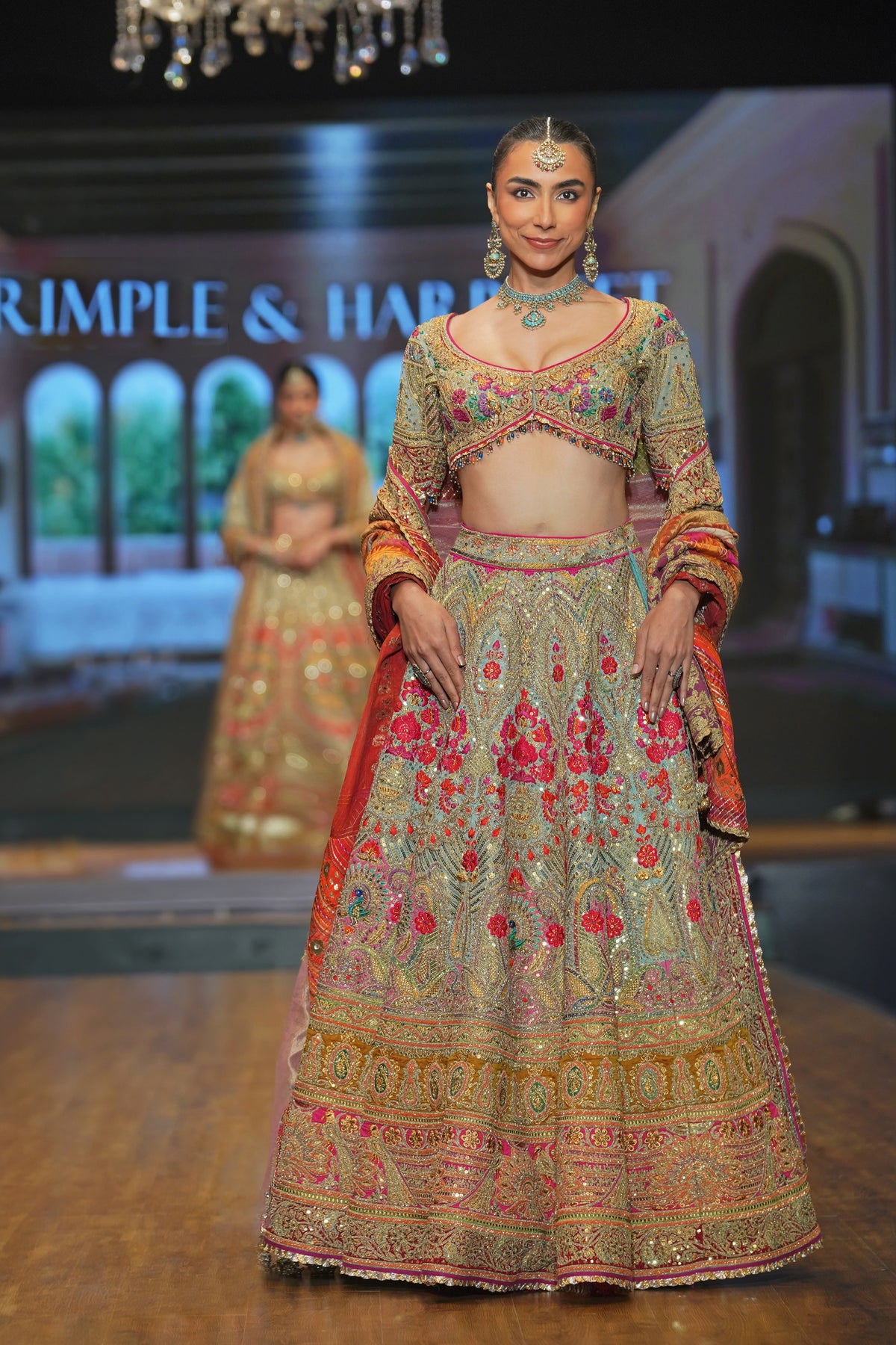 Pale Blue Embroidered Lehenga