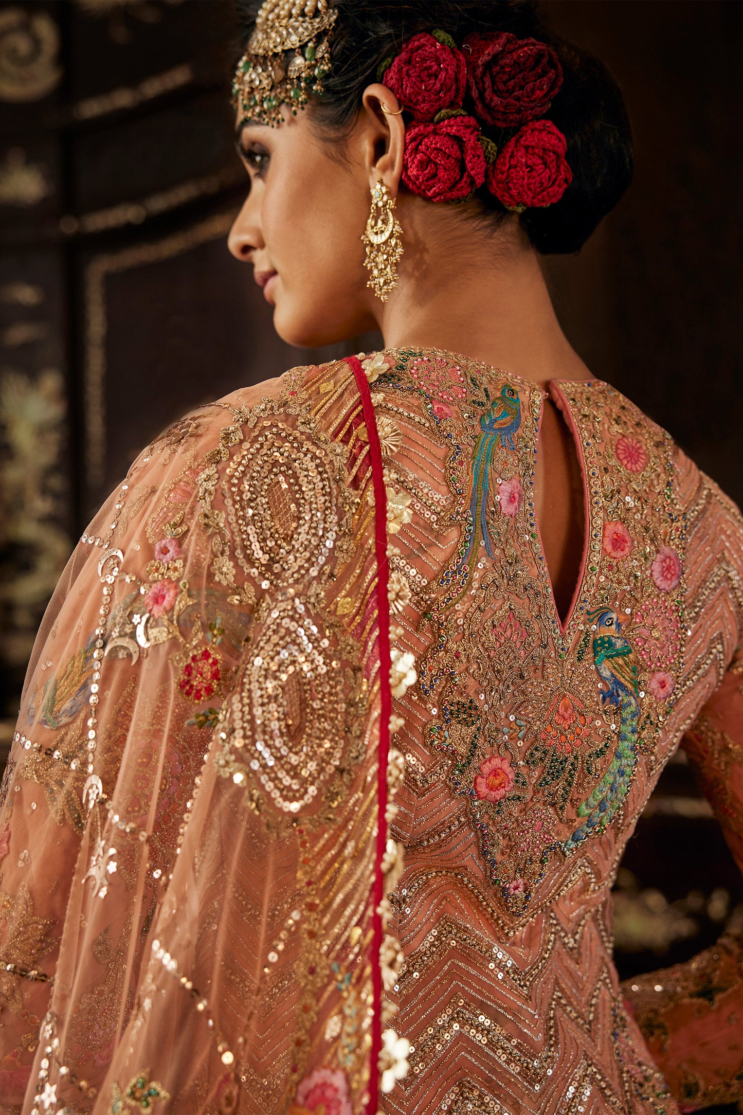 Earthy Peach Inlay Sharara