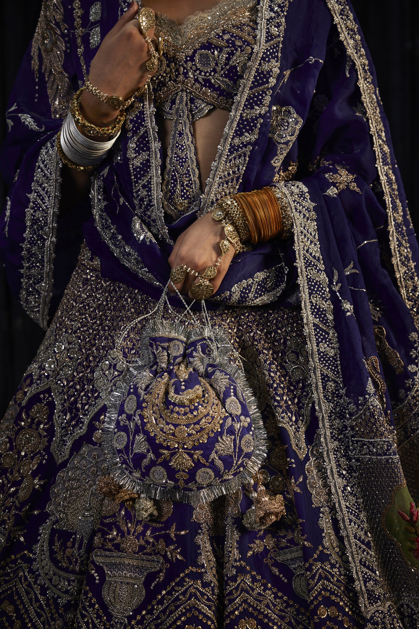 Deep Blue Silk Lehenga