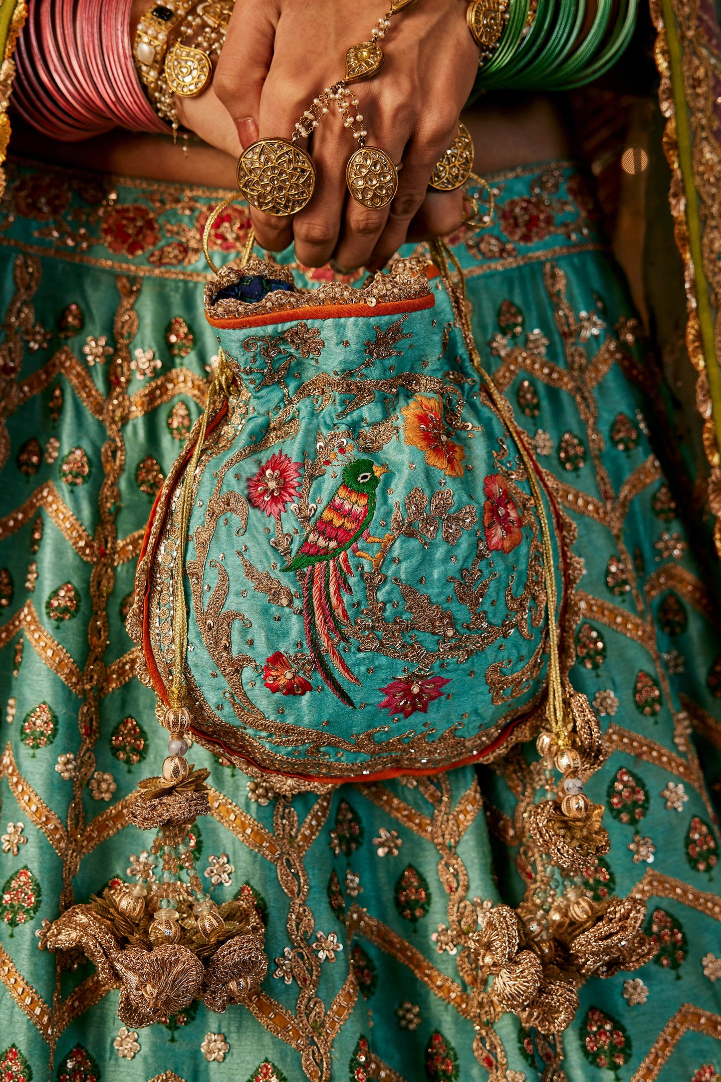 Aqua Blue Silk Lehenga