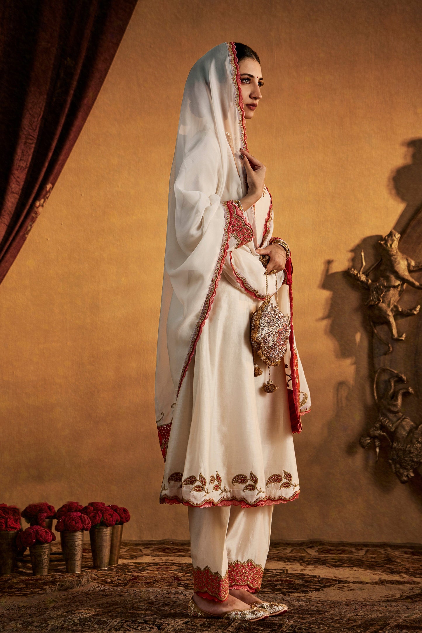 Ivory Floral Kalidar Set