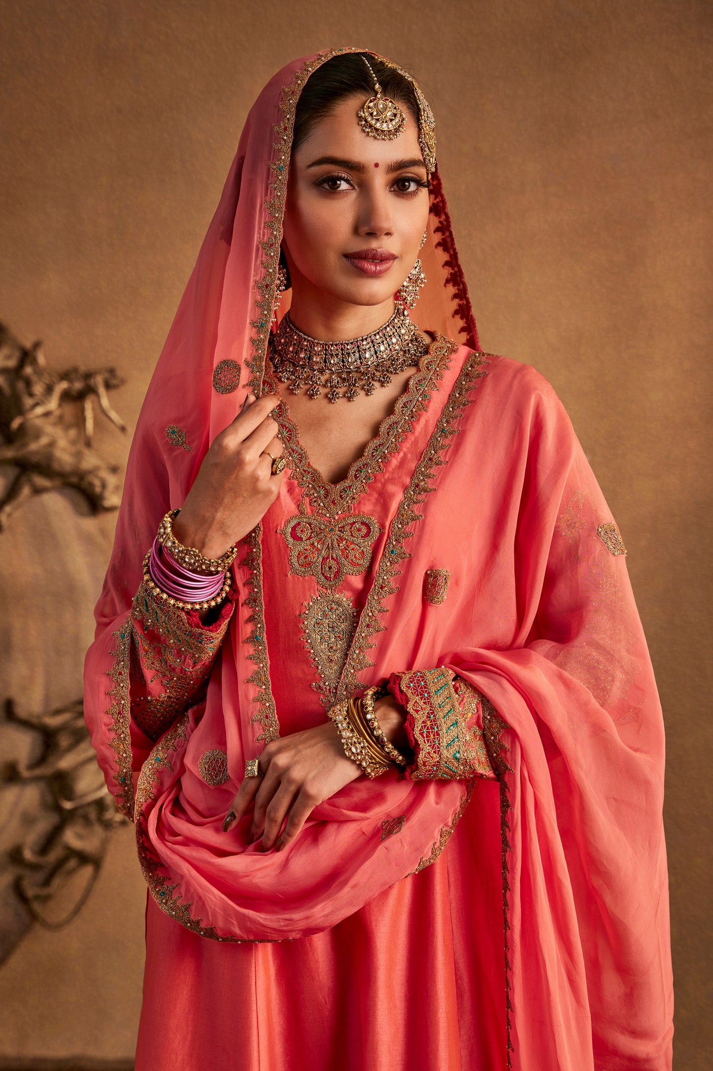 Coral Peach Kurta Set