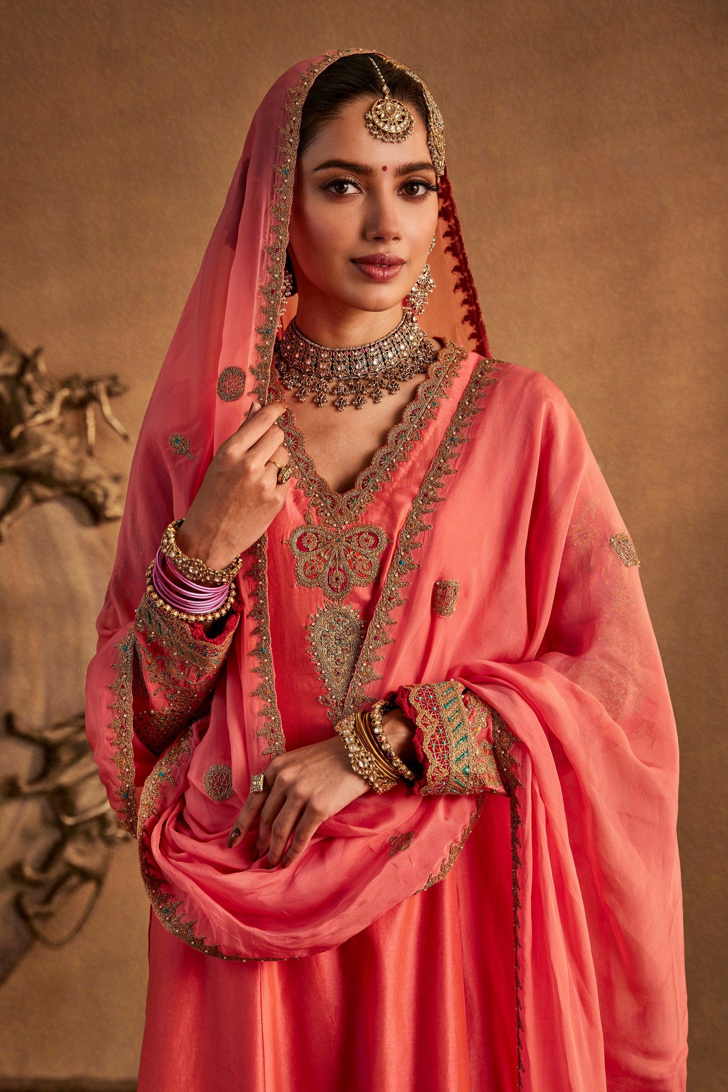 Coral Peach Kurta Set