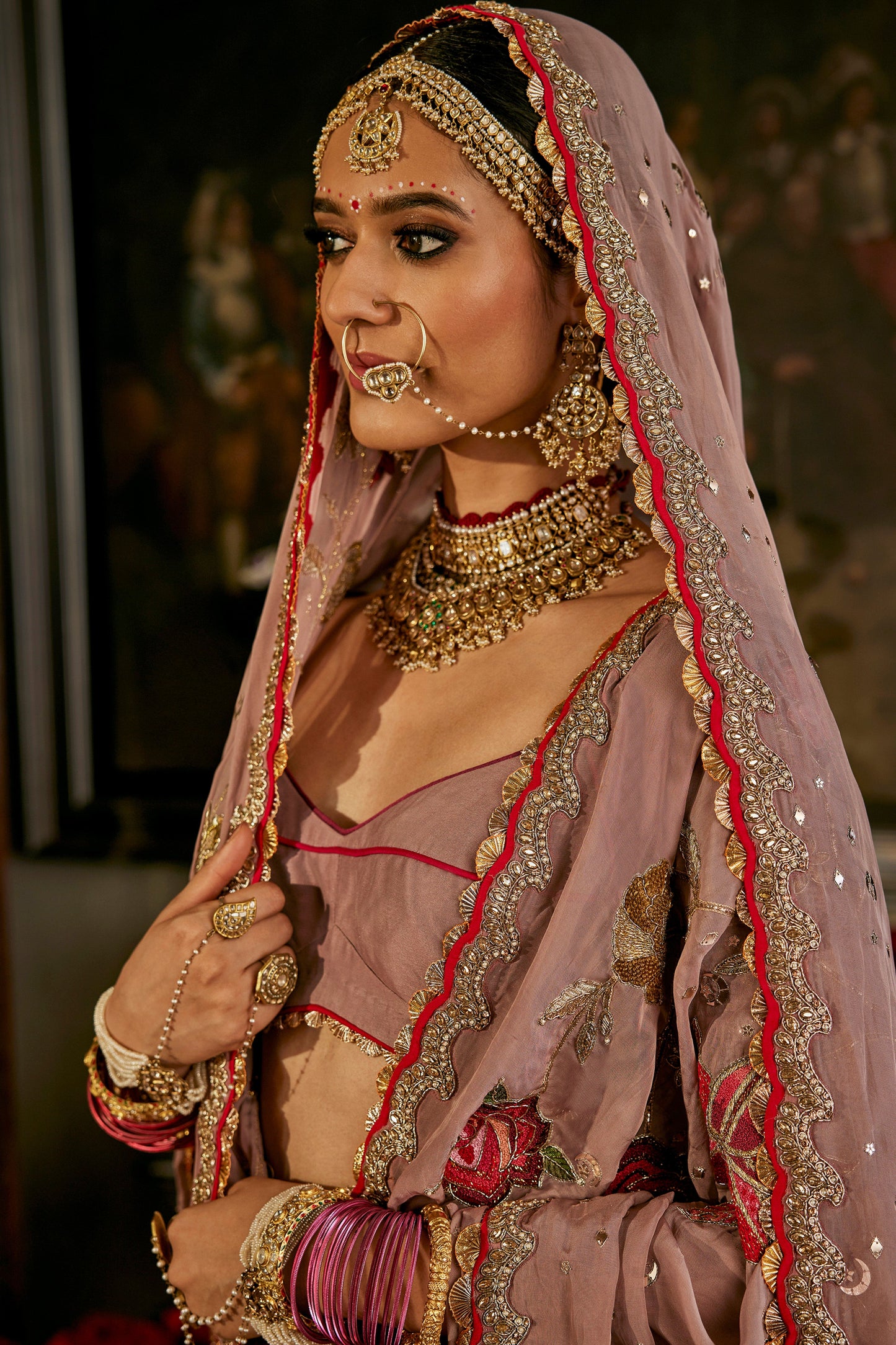 Soft Mauve Silk Lehenga