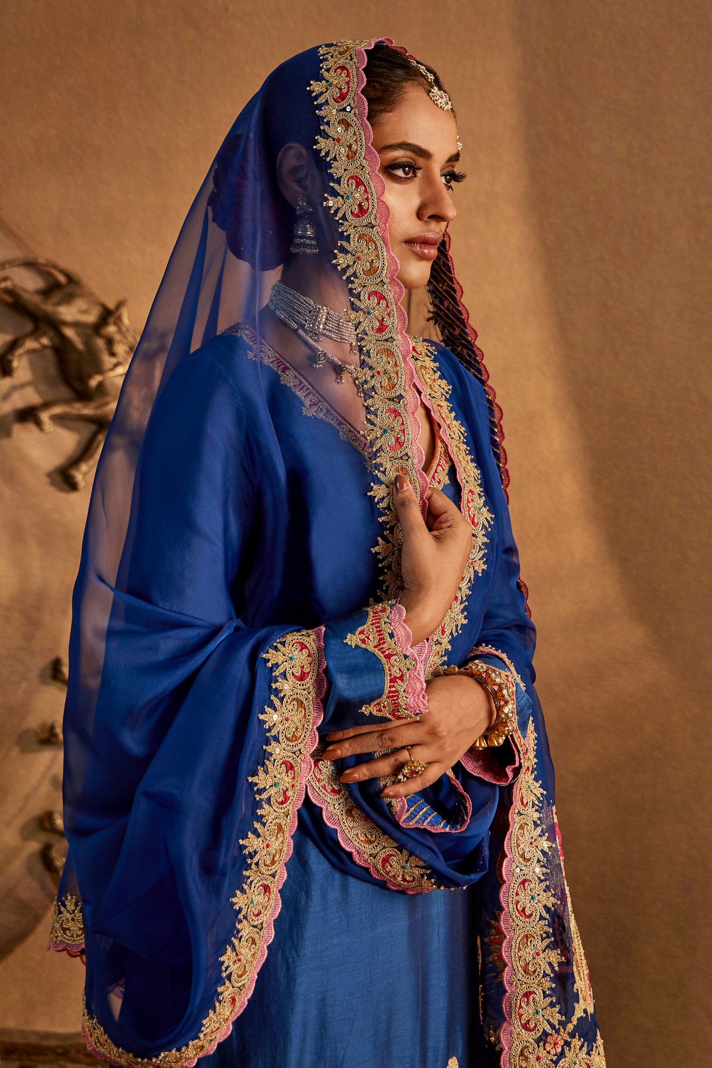 Dark Blue Silk Kurta set