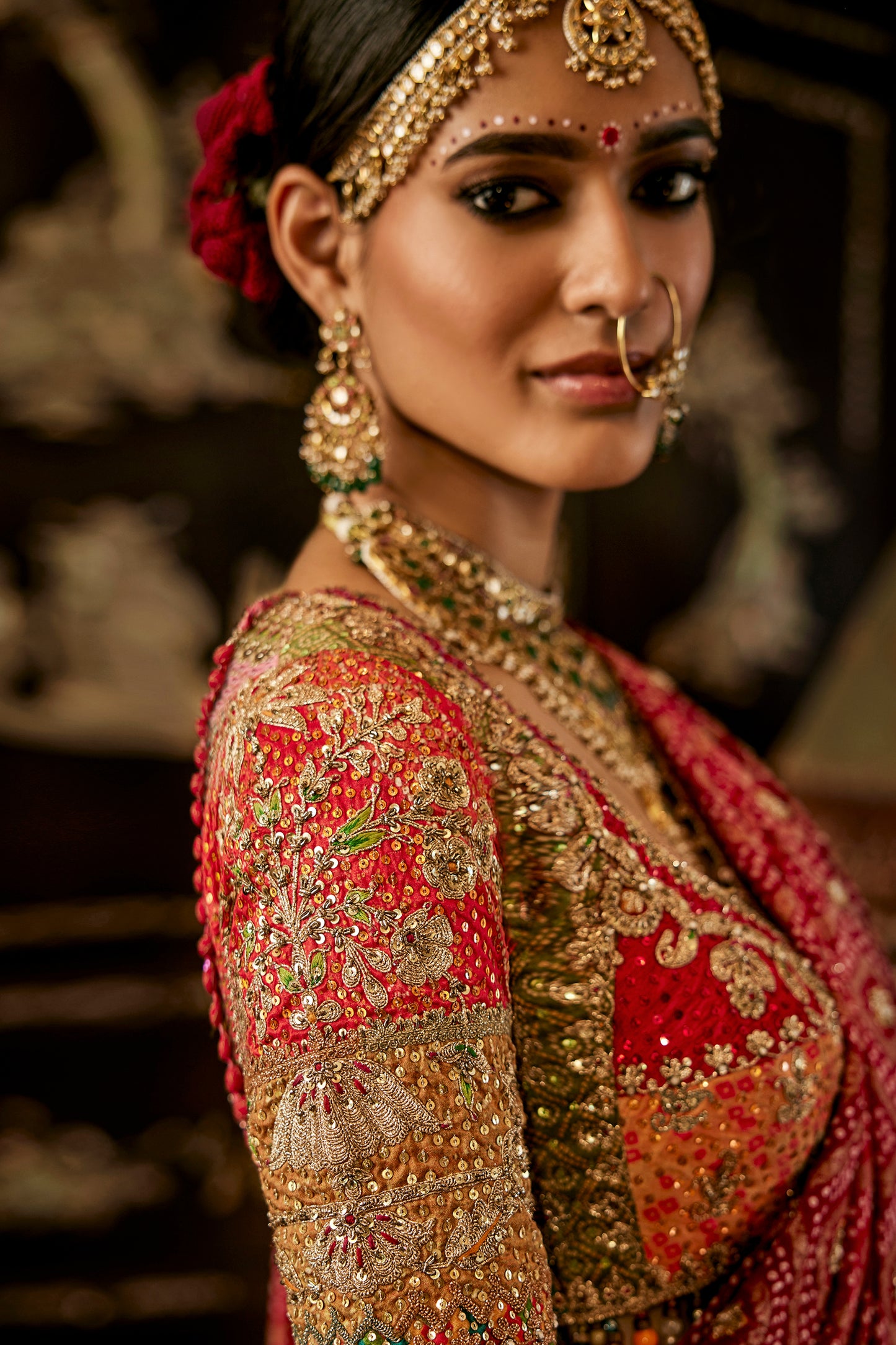Red Vintage Gharchola Saree