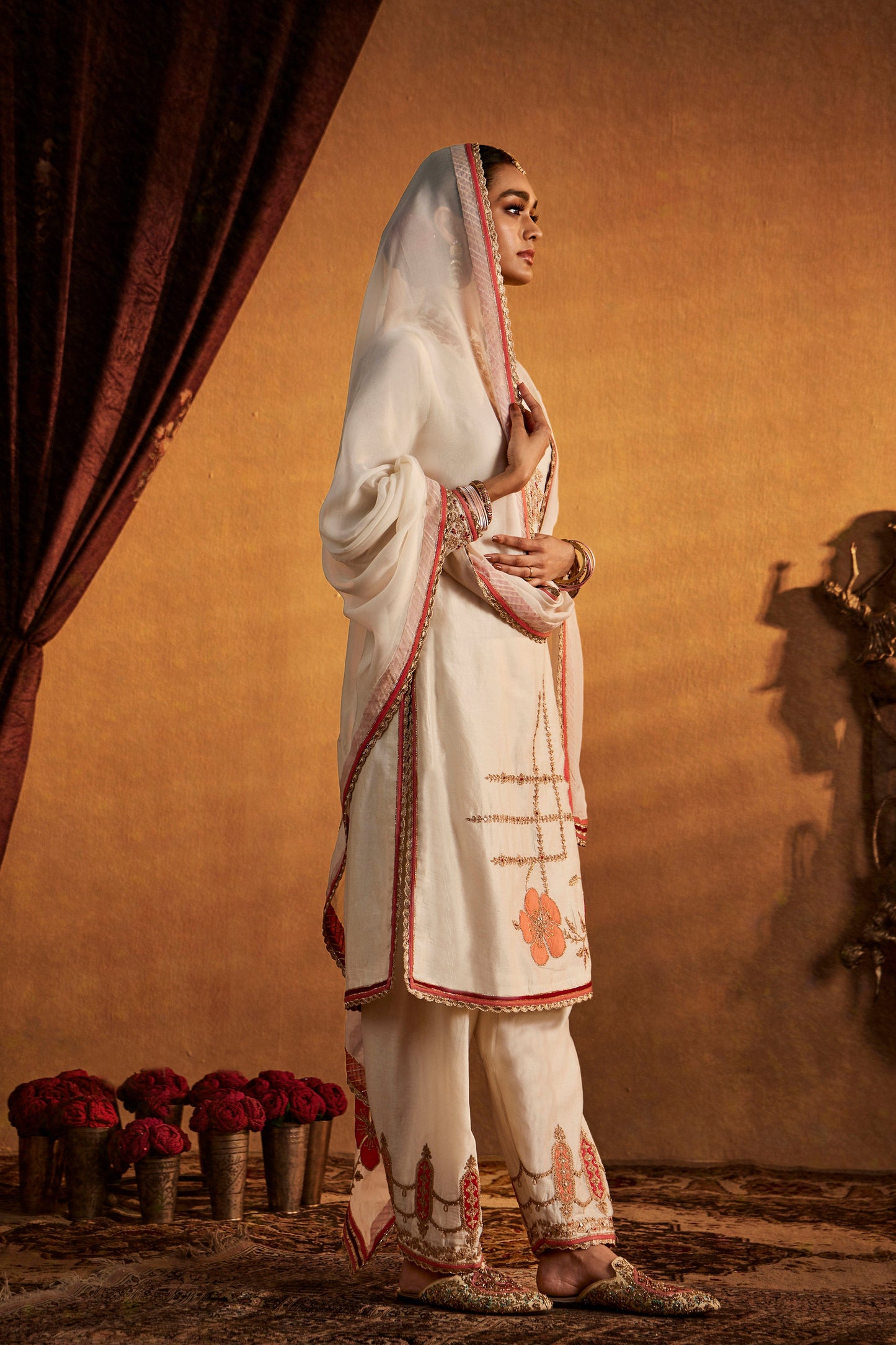 Ivory Floral Kurta Set