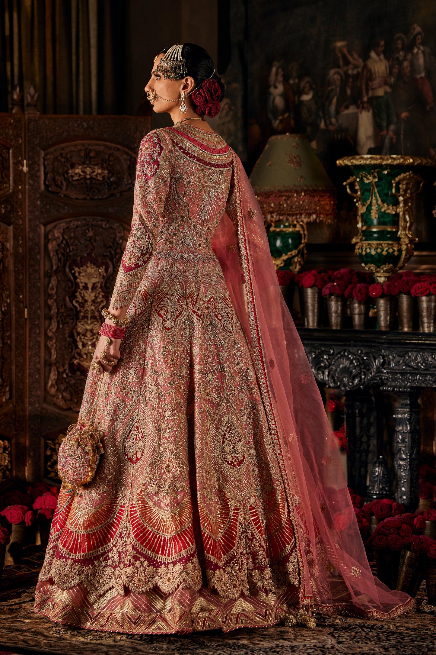 Pink Kalidar Jacket With Skirt
