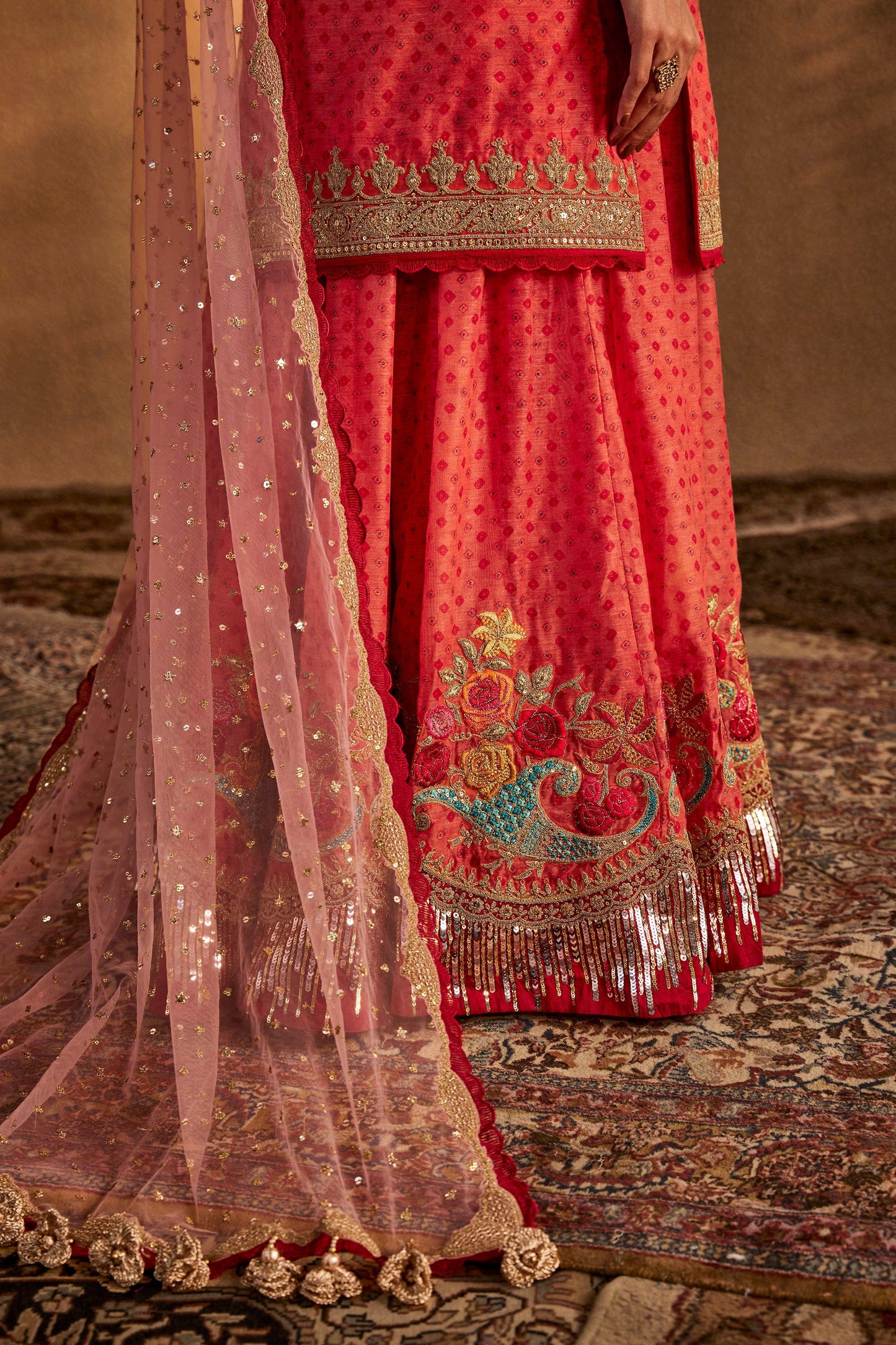 Coral Peach Sharara Set