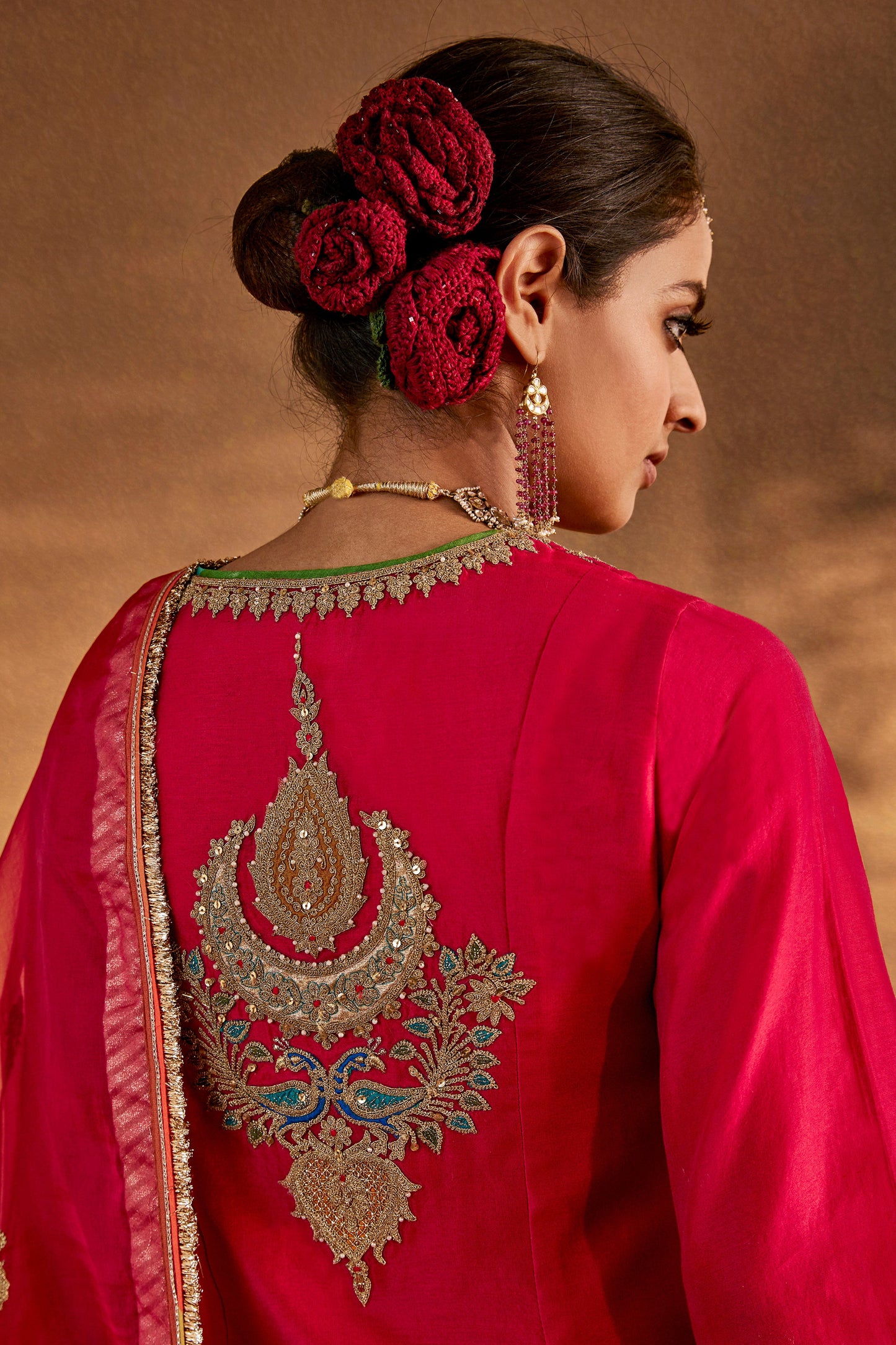 Rani Pink Florid Kurta Set