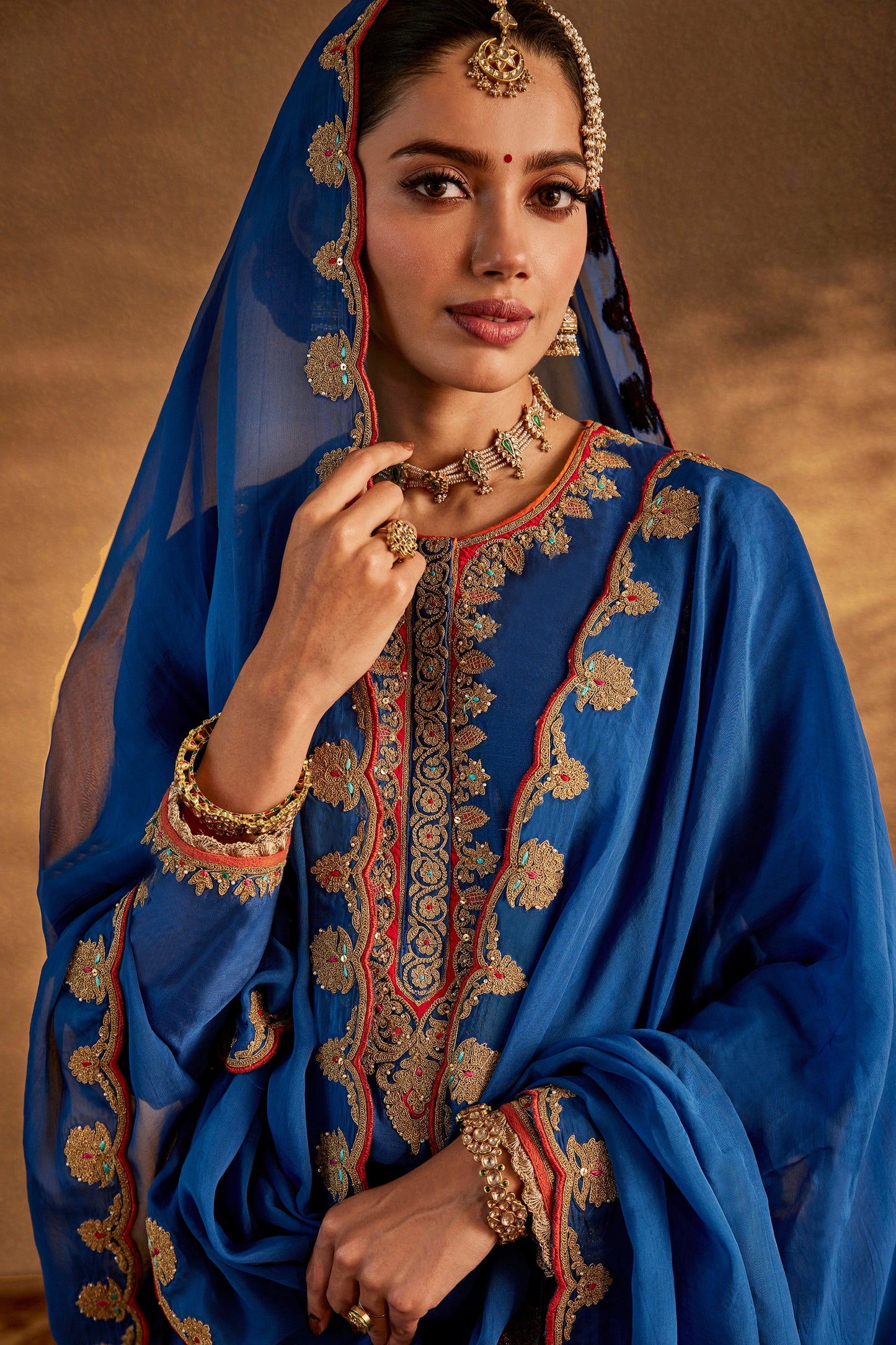 Lapis Blue Silk Sharara Set