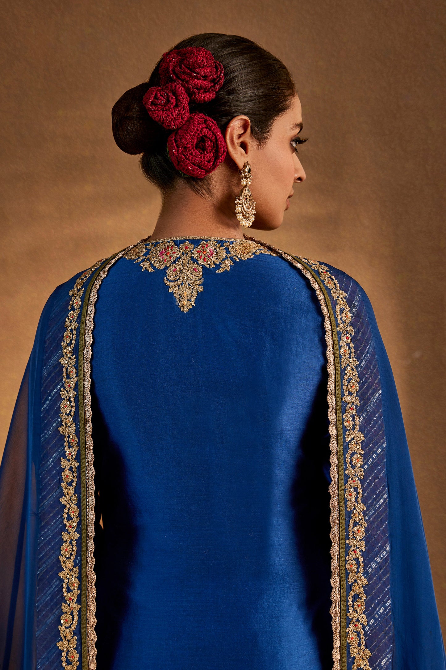 Deep Blue Floral Kurta Set