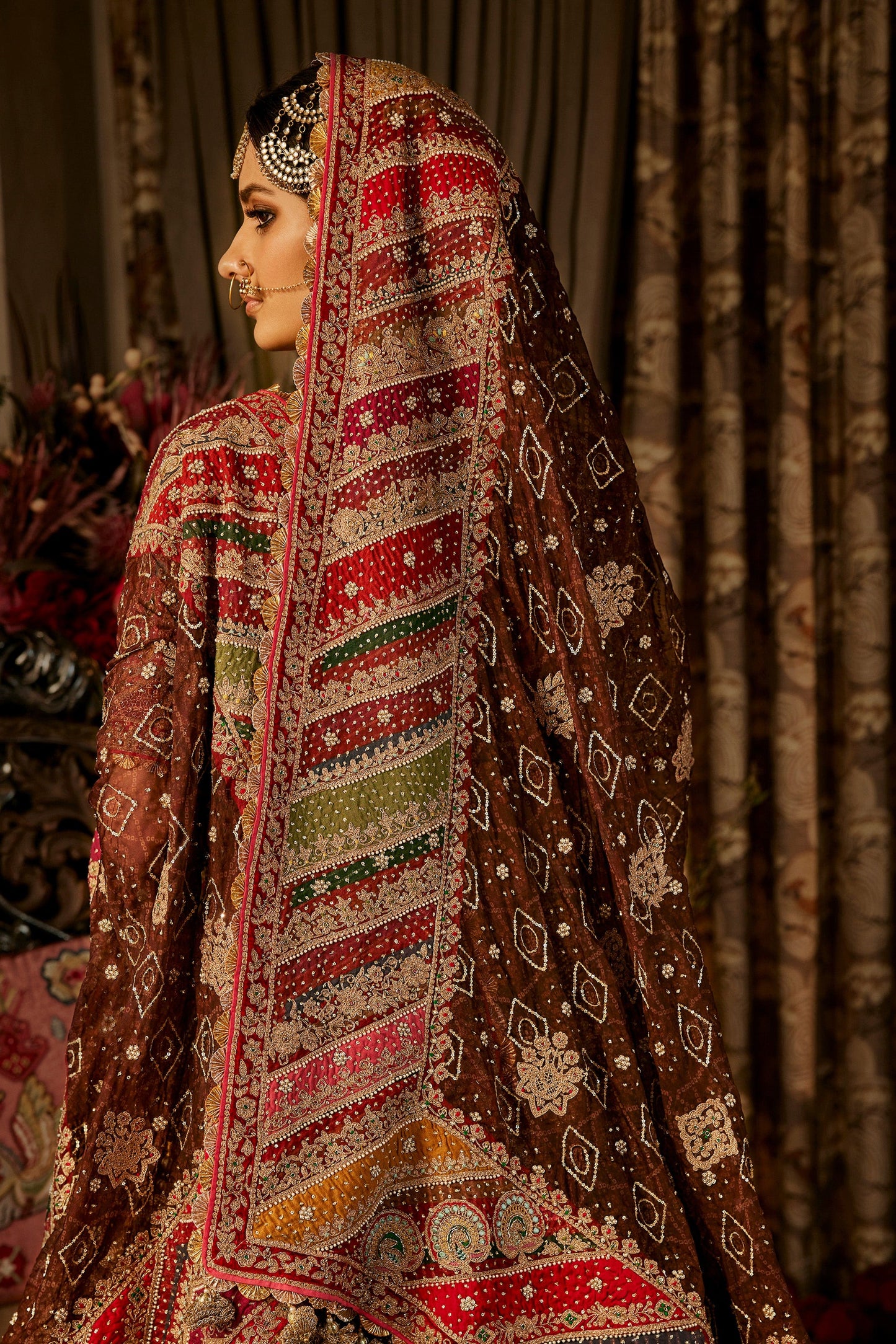 Forest Green Silk Lehenga