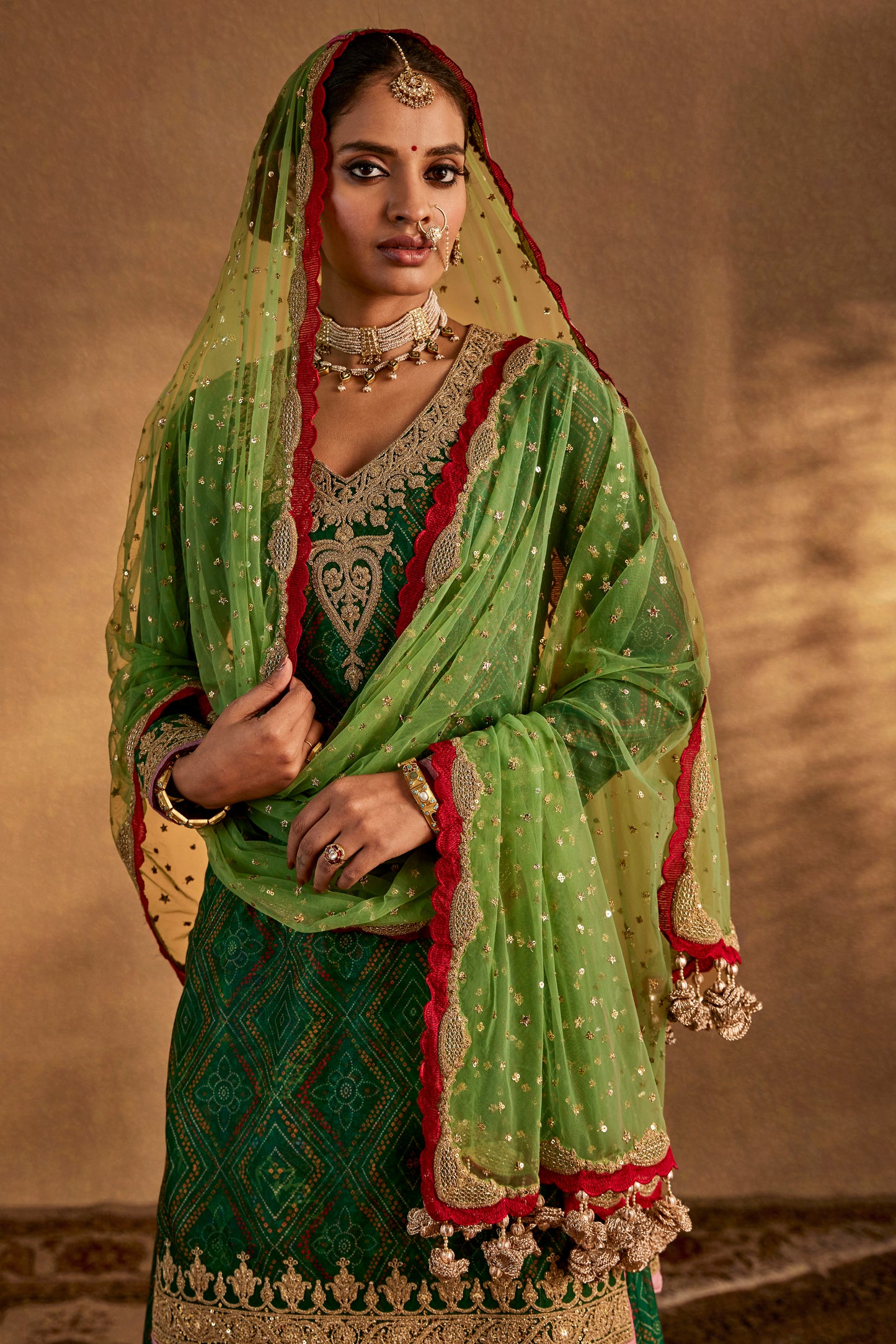 Green Sharara Set