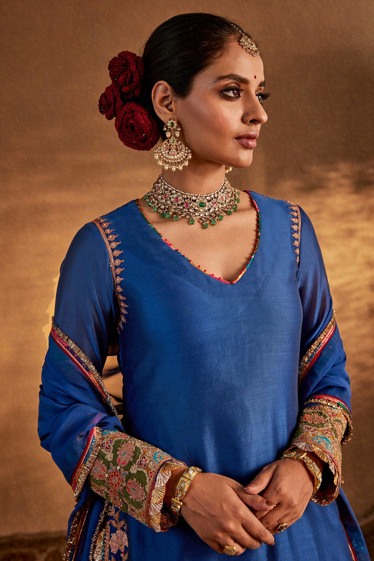 Deep Blue Sharara Set