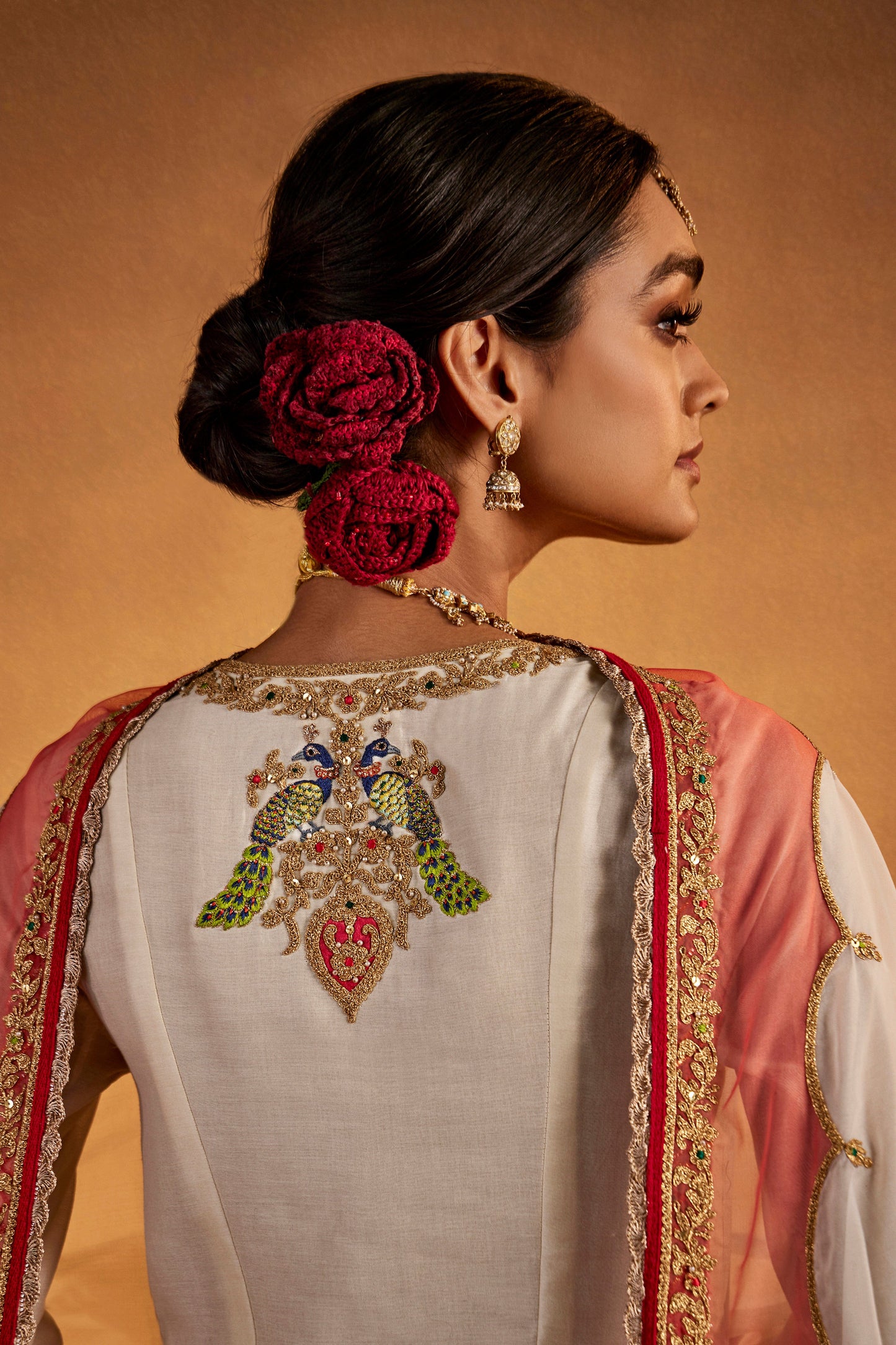 Ivory Peacock Sharara Set