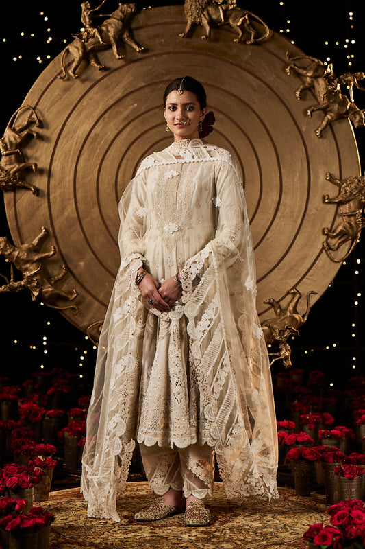 Ivory Silk Kalidar Set