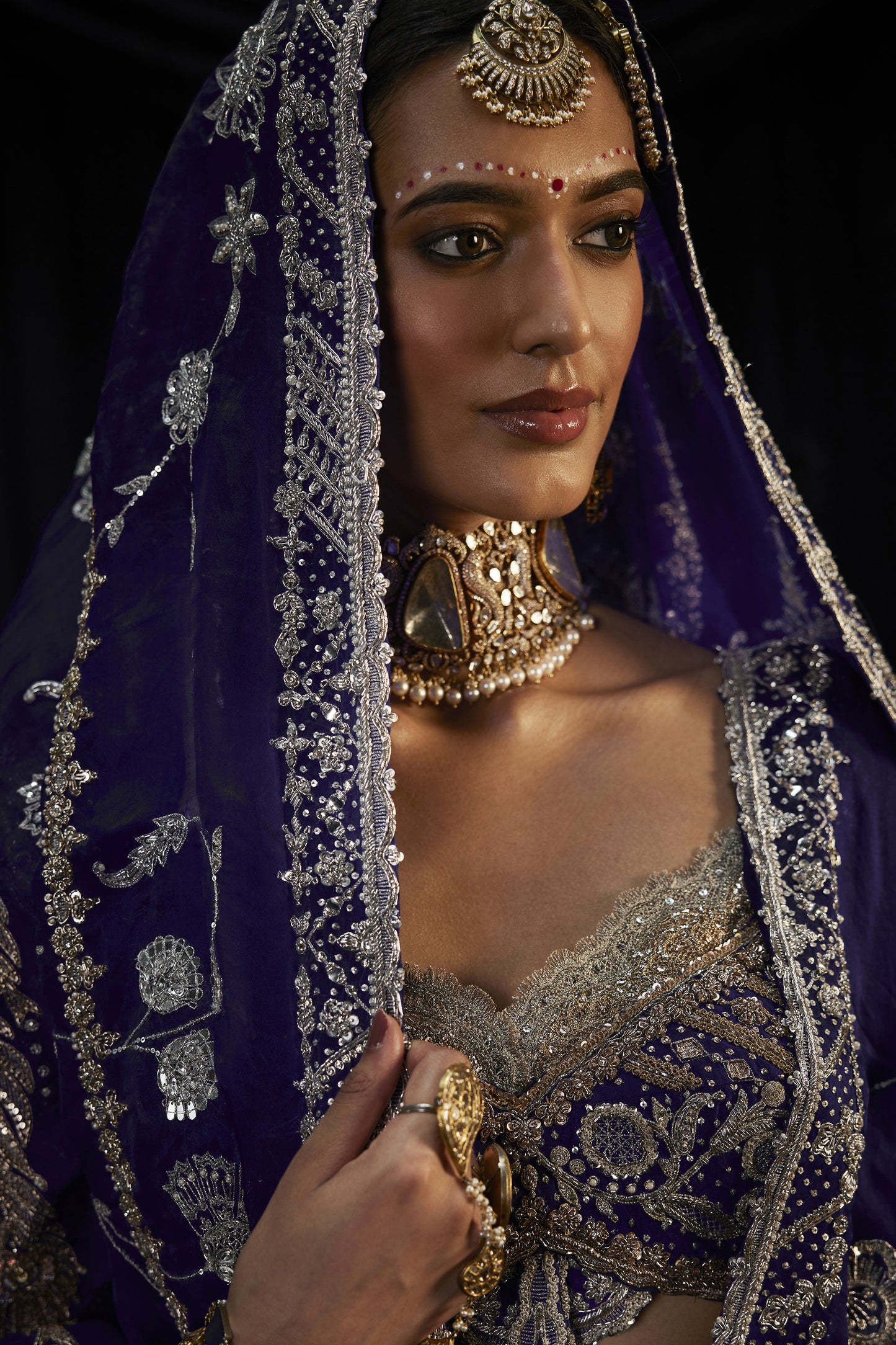 Deep Blue Silk Lehenga