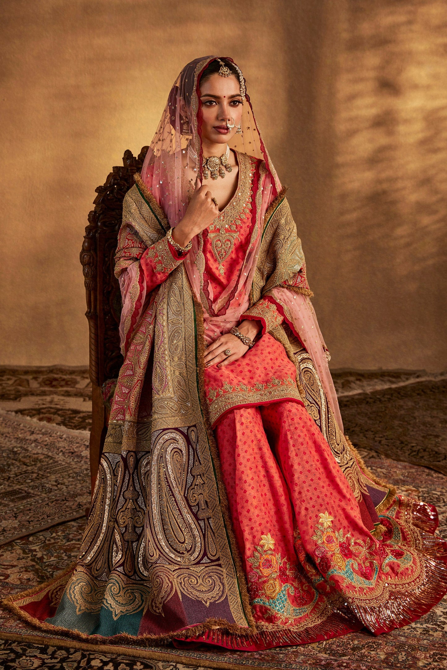 Coral Peach Sharara Set