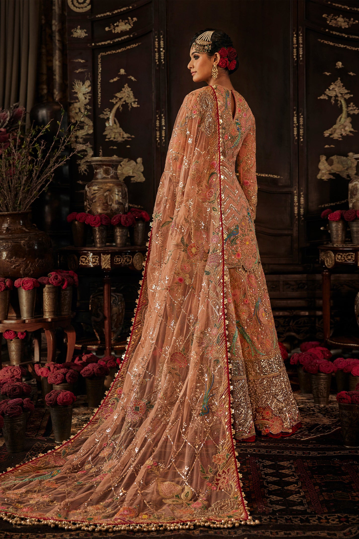 Earthy Peach Inlay Sharara