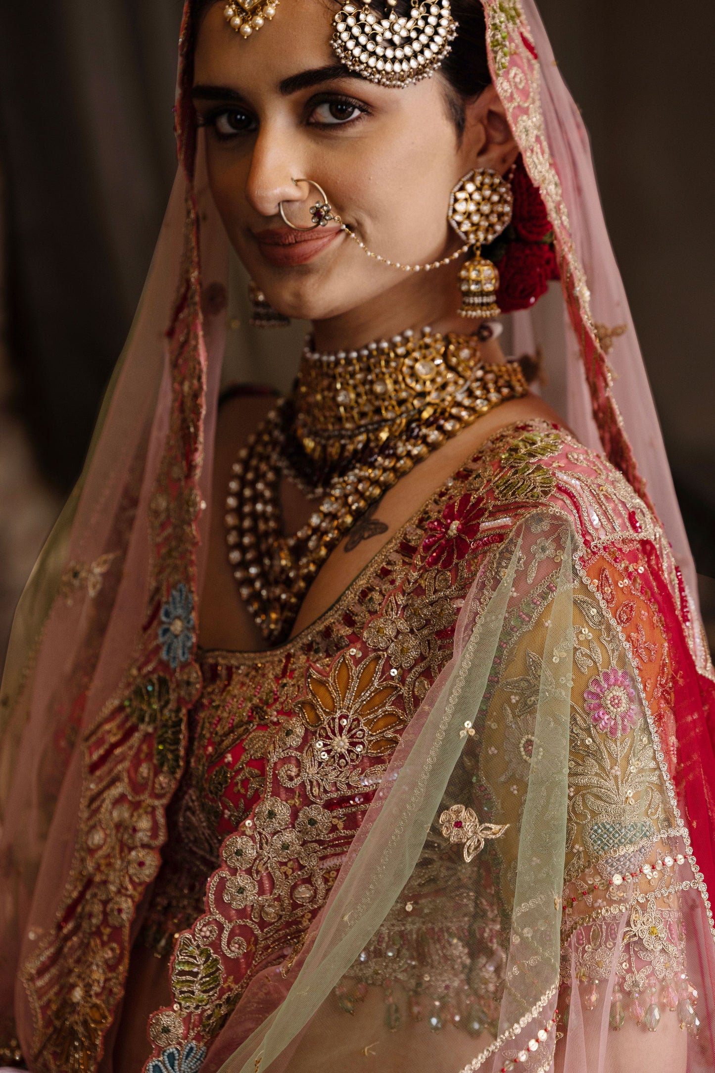 Rose Pink Tulle Lehenga