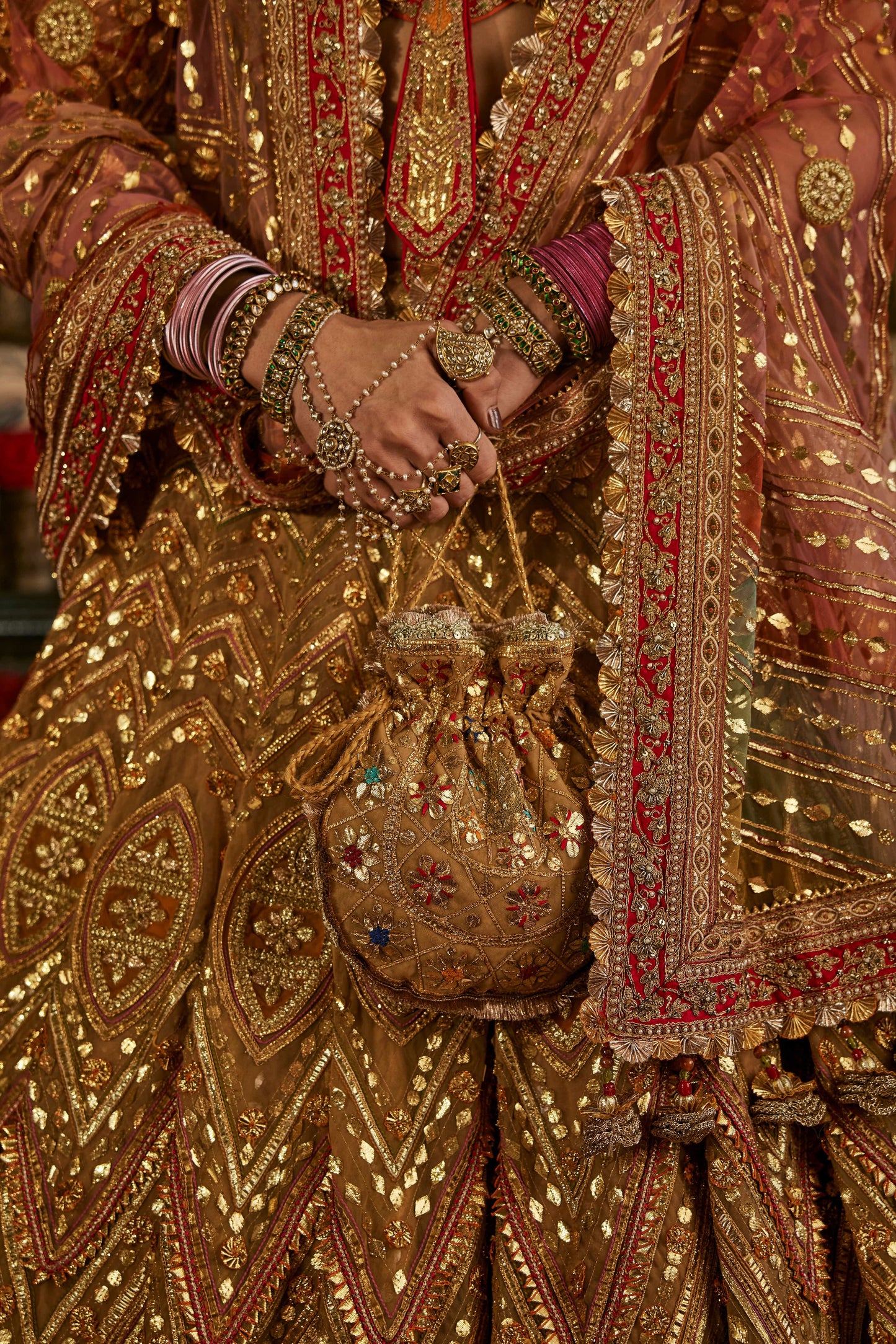 Golden Pink Gota Lehenga