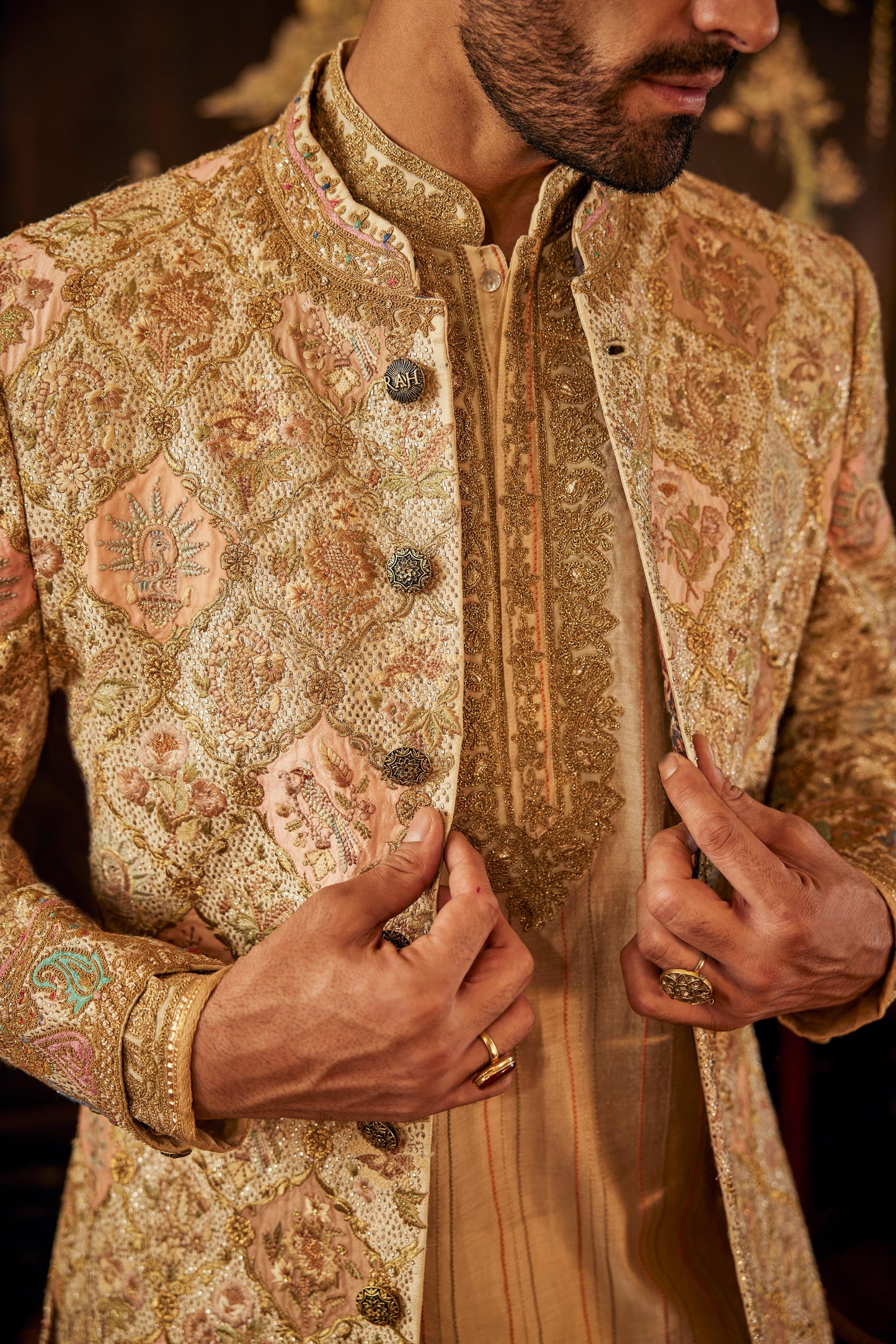 Ivory Mughalesque Sherwani