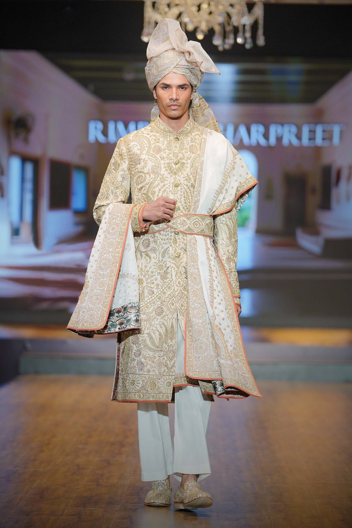 Ivory Floral Embroidered Sherwani
