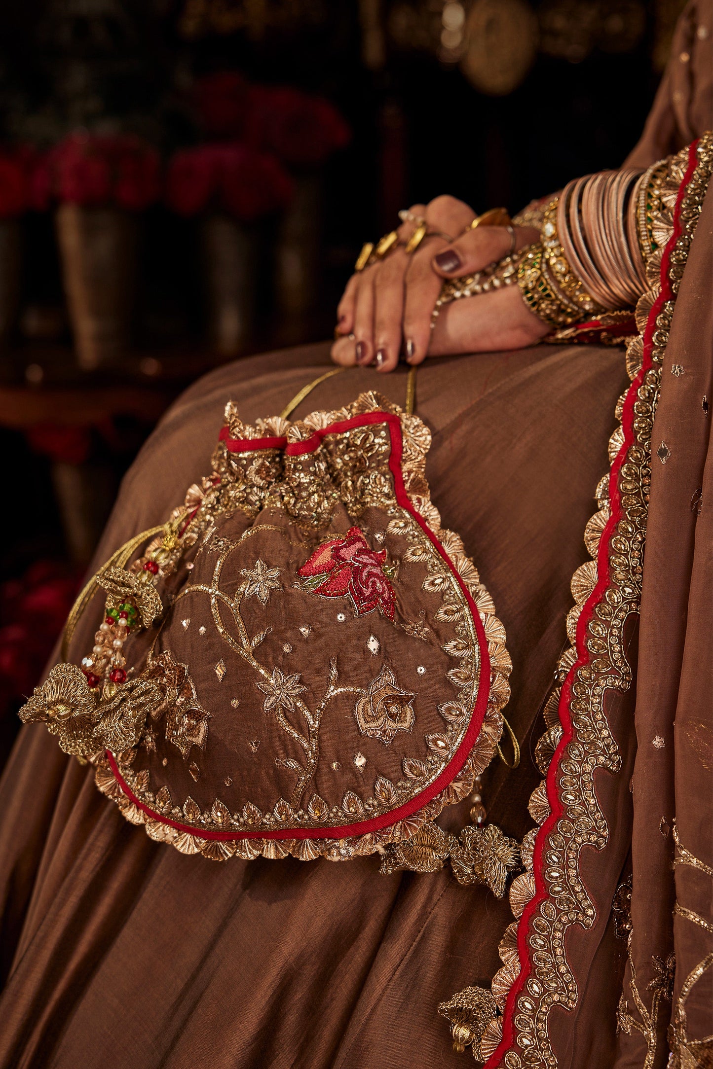 Earthy Brown Silk Lehenga