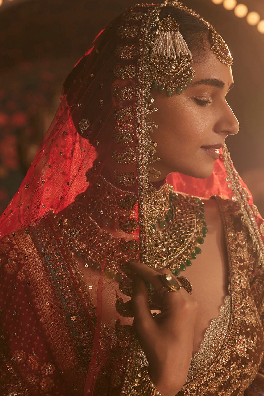 Cinnamon Chevron Lehenga Set