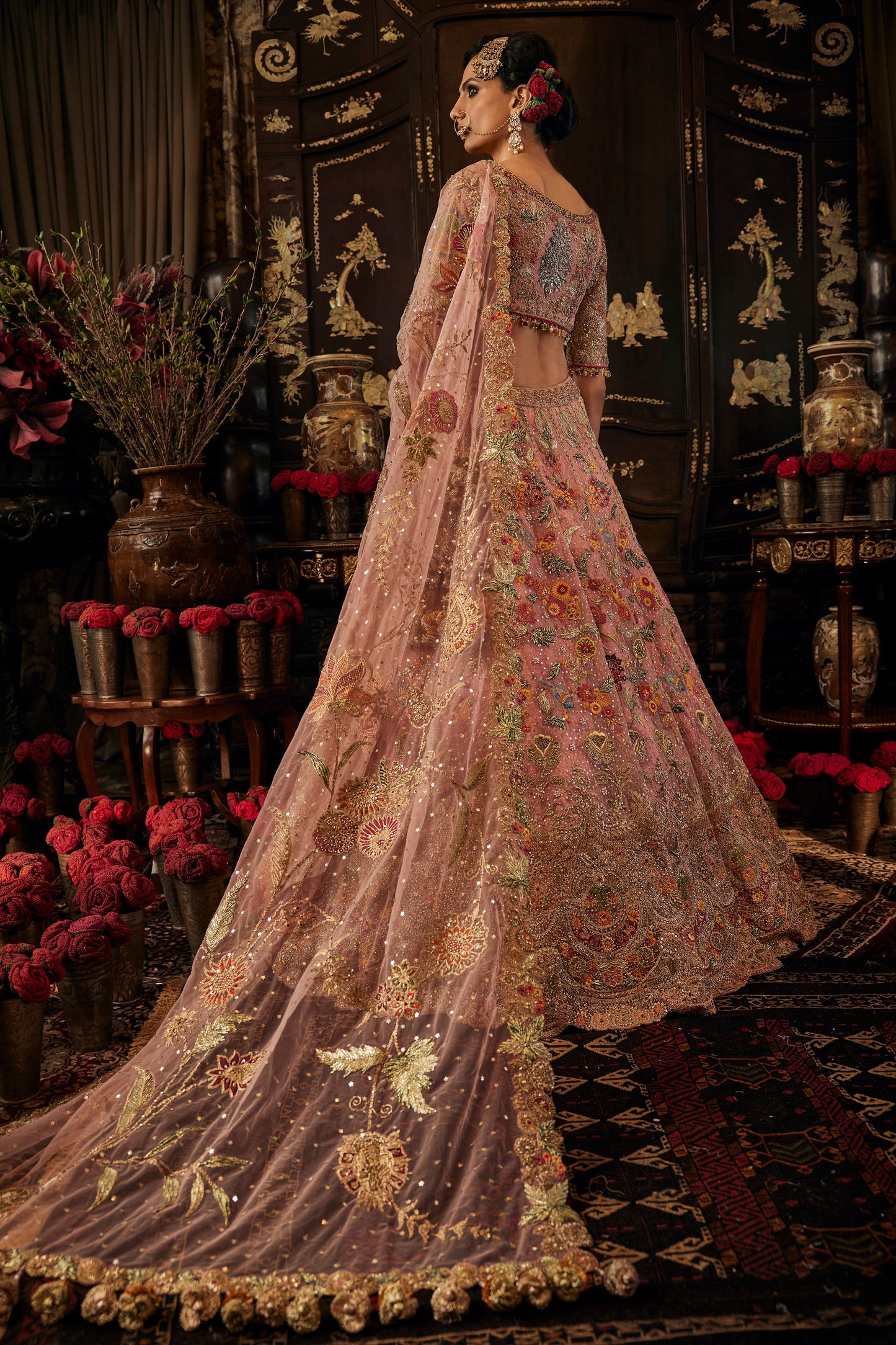 Earthy Pink Floral Lehenga