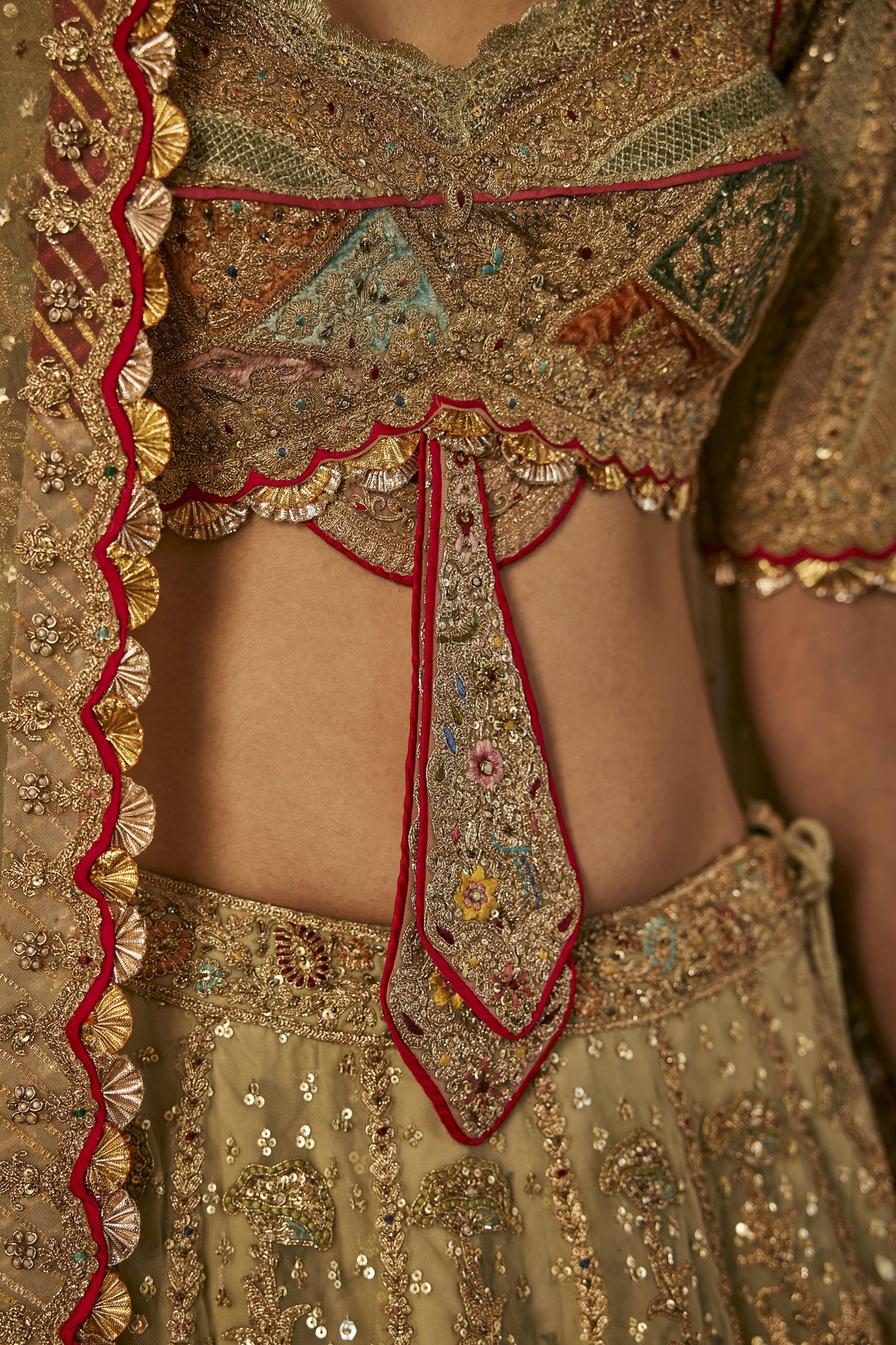 Pale Chartreuse Hued Tulle Lehenga