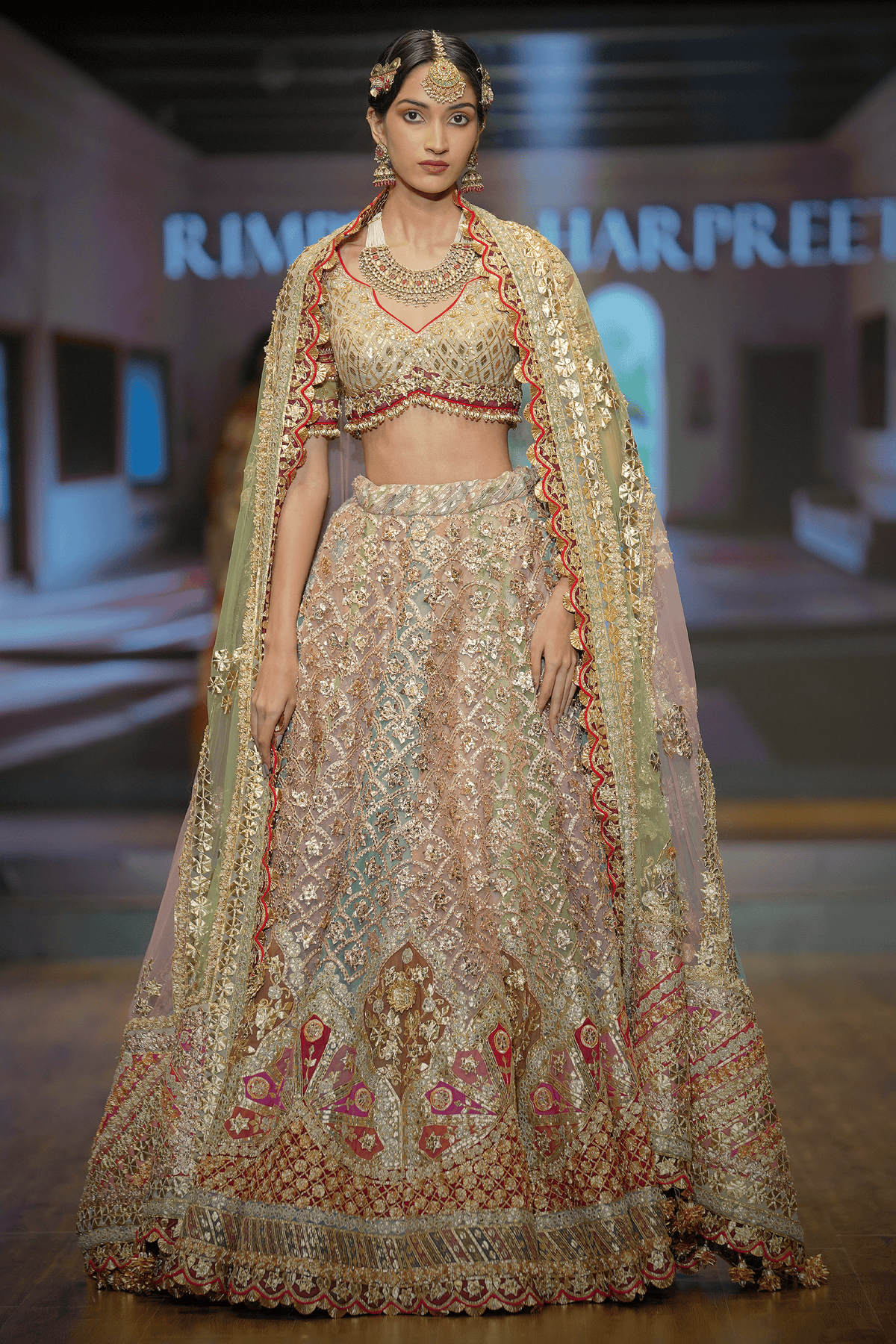 Multicoloured Gota Embroidered Lehenga Set