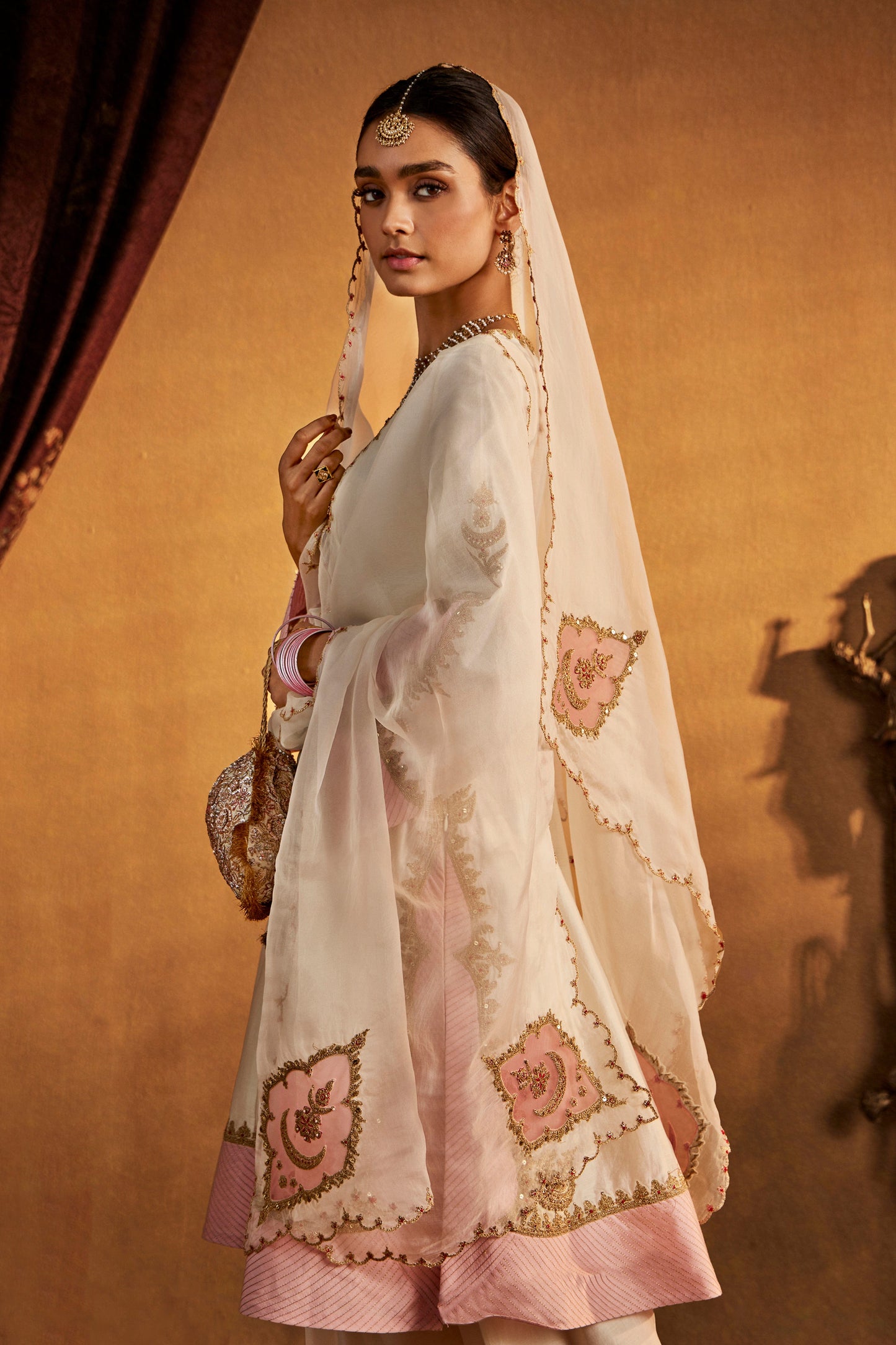 Ivory-Pink Kalidar Set