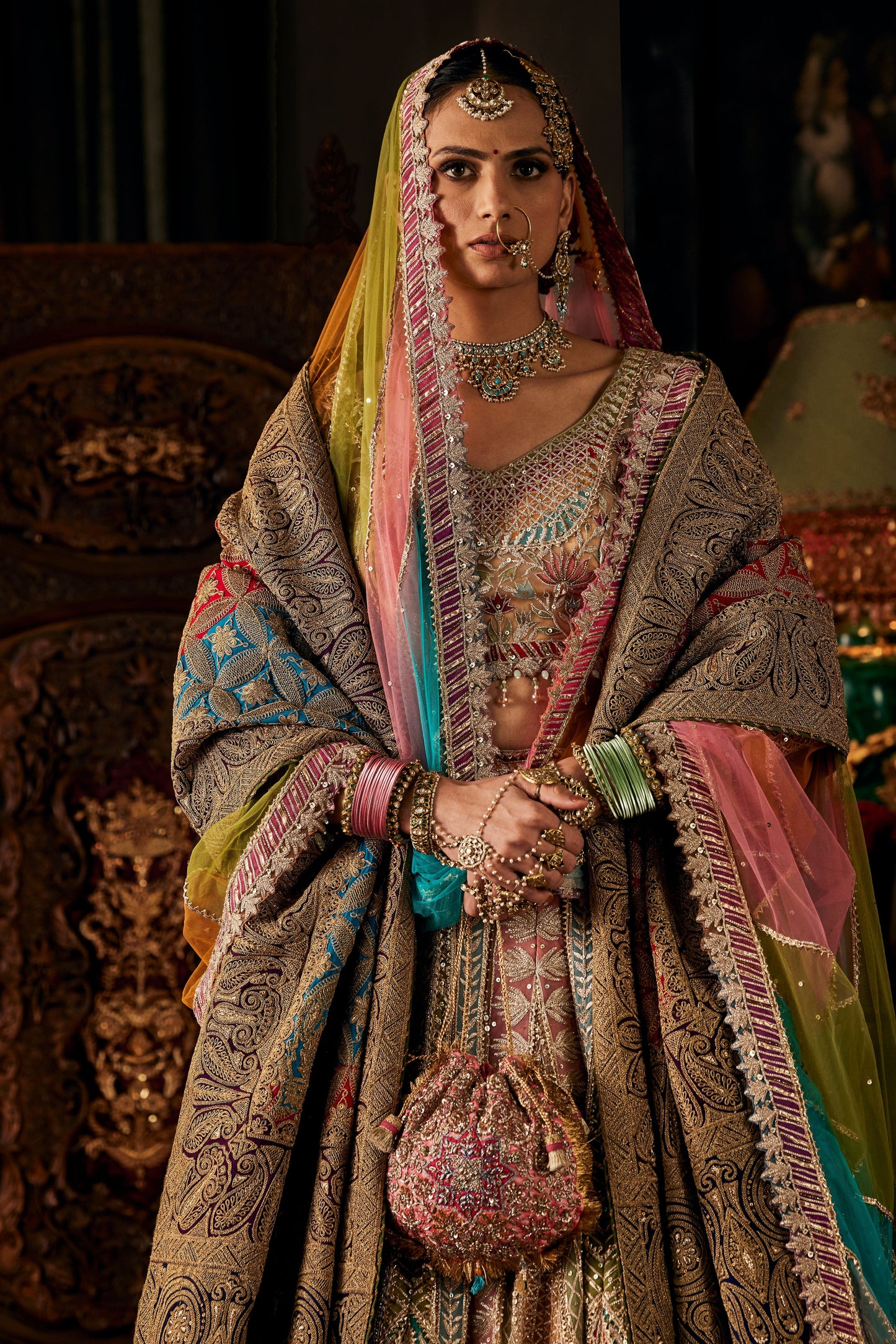 Multi Hued Tulle Lehenga