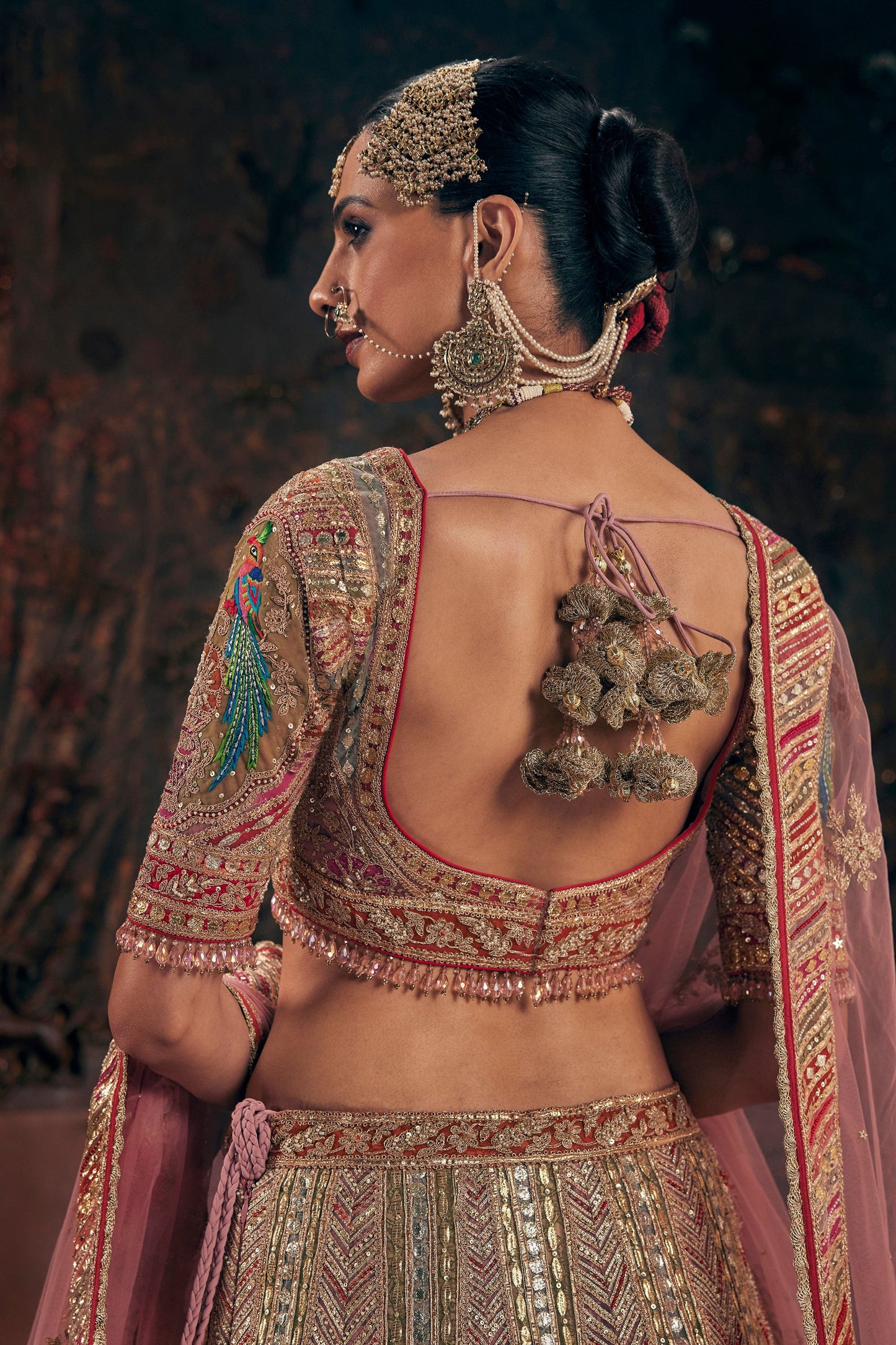 Blush Pink Avian Embroidered Lehenga