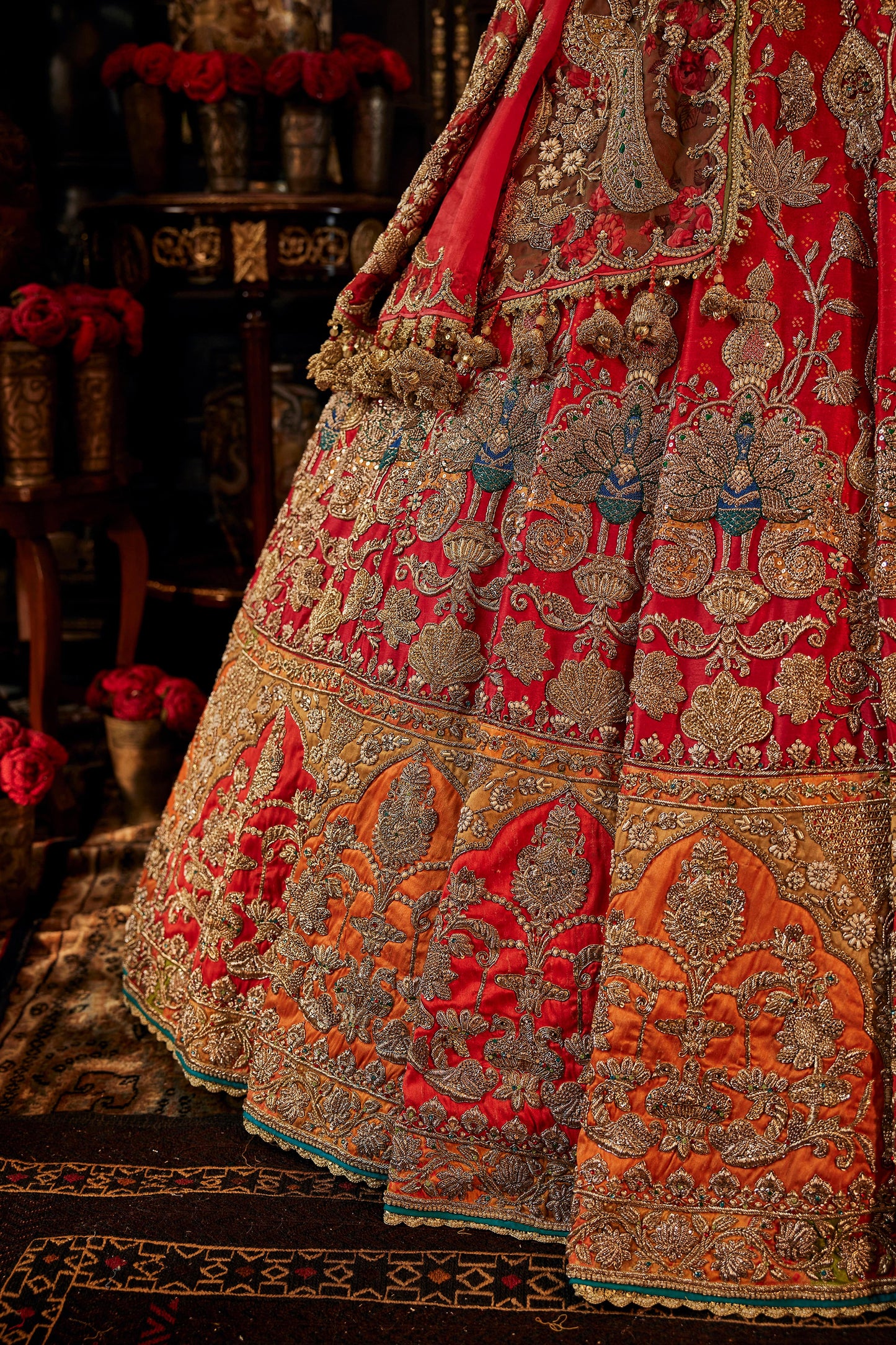Vivid Red Palampore Lehenga