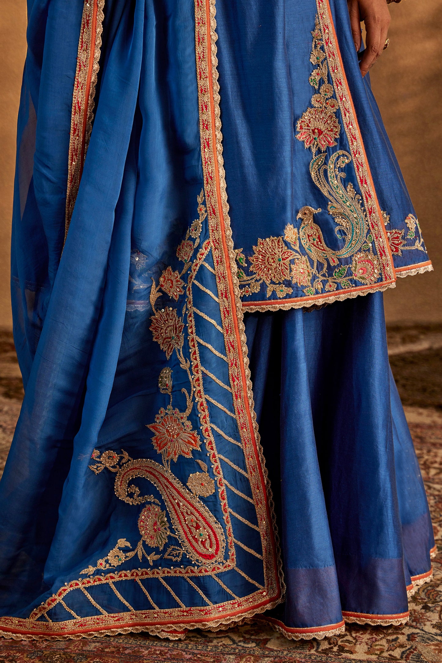 Lapis Blue Silk Sharara Set