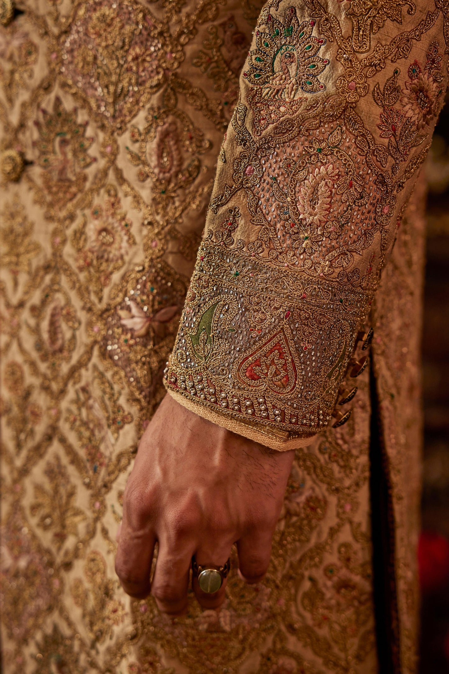 Pale Gold Paisley Sherwani