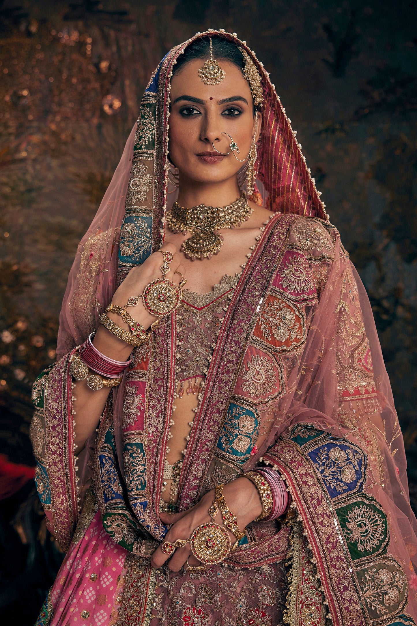 Earthy Pink Tulle Lehenga