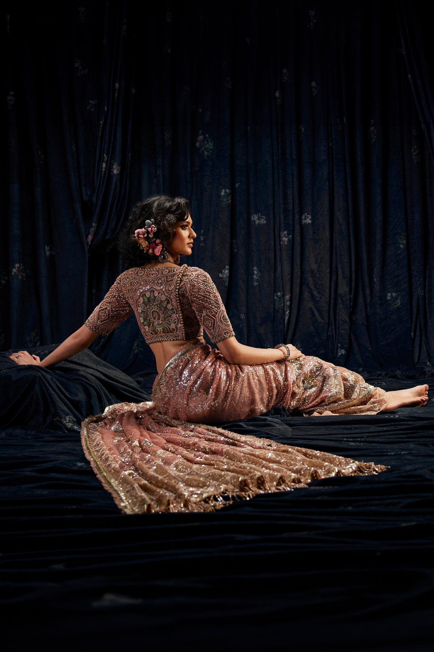 Earthy Blush Tulle Saree