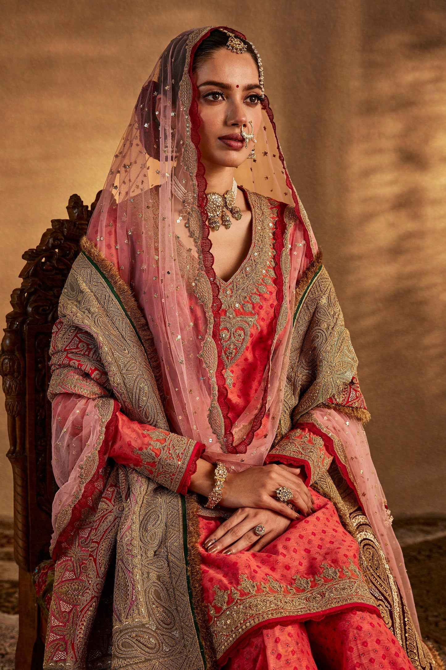 Coral Peach Sharara Set