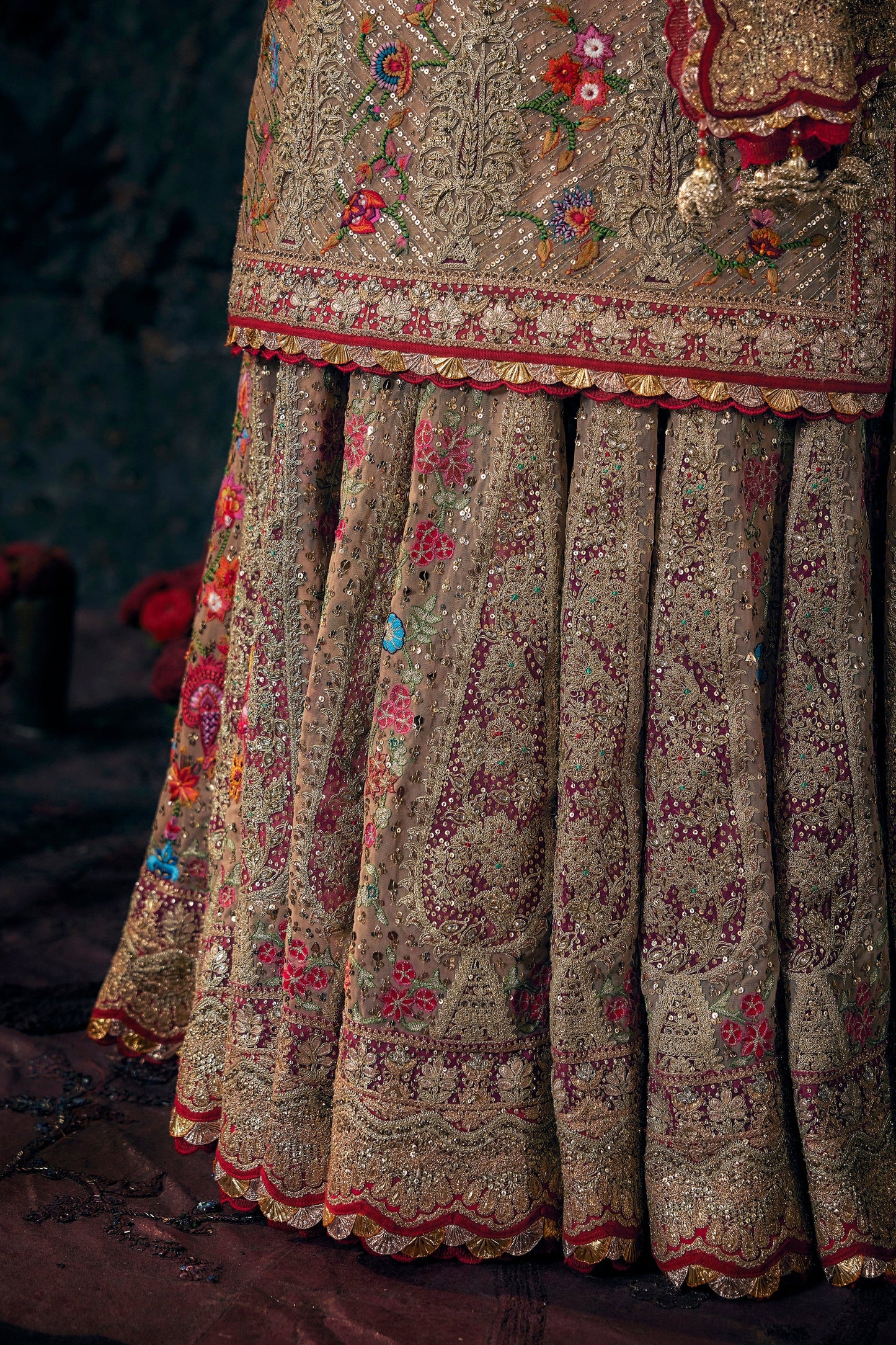 Beige Gold Kurti-Sharara Set