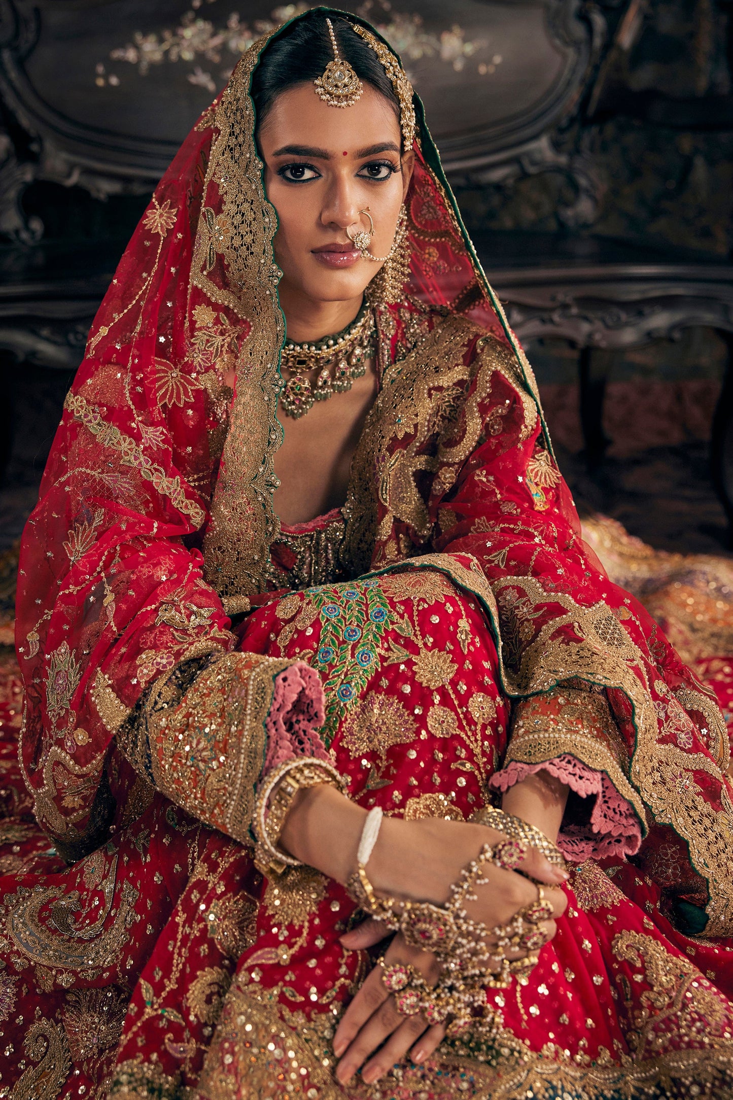 Vivid Red Kalidar With A Skirt