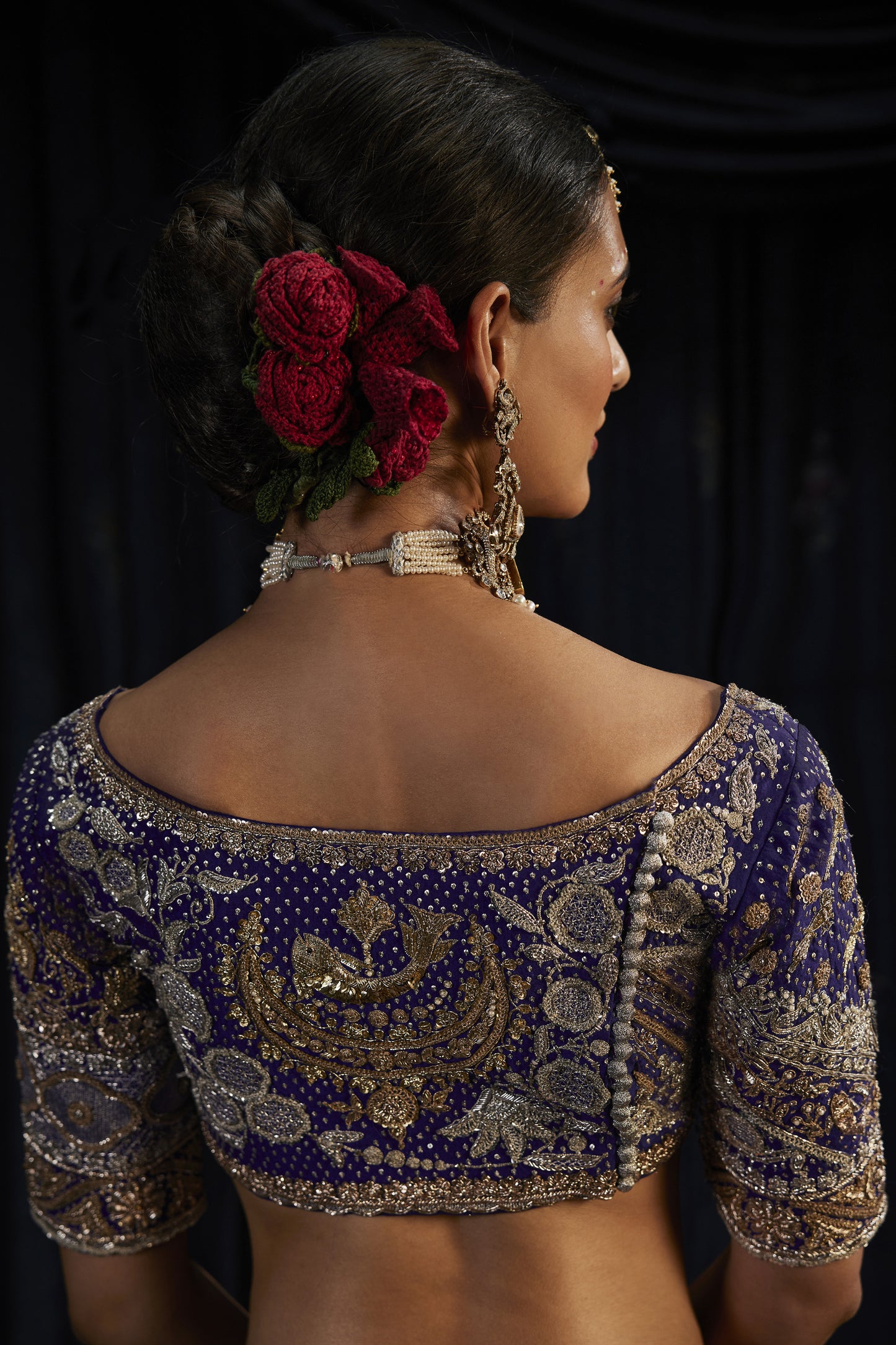 Deep Blue Silk Lehenga