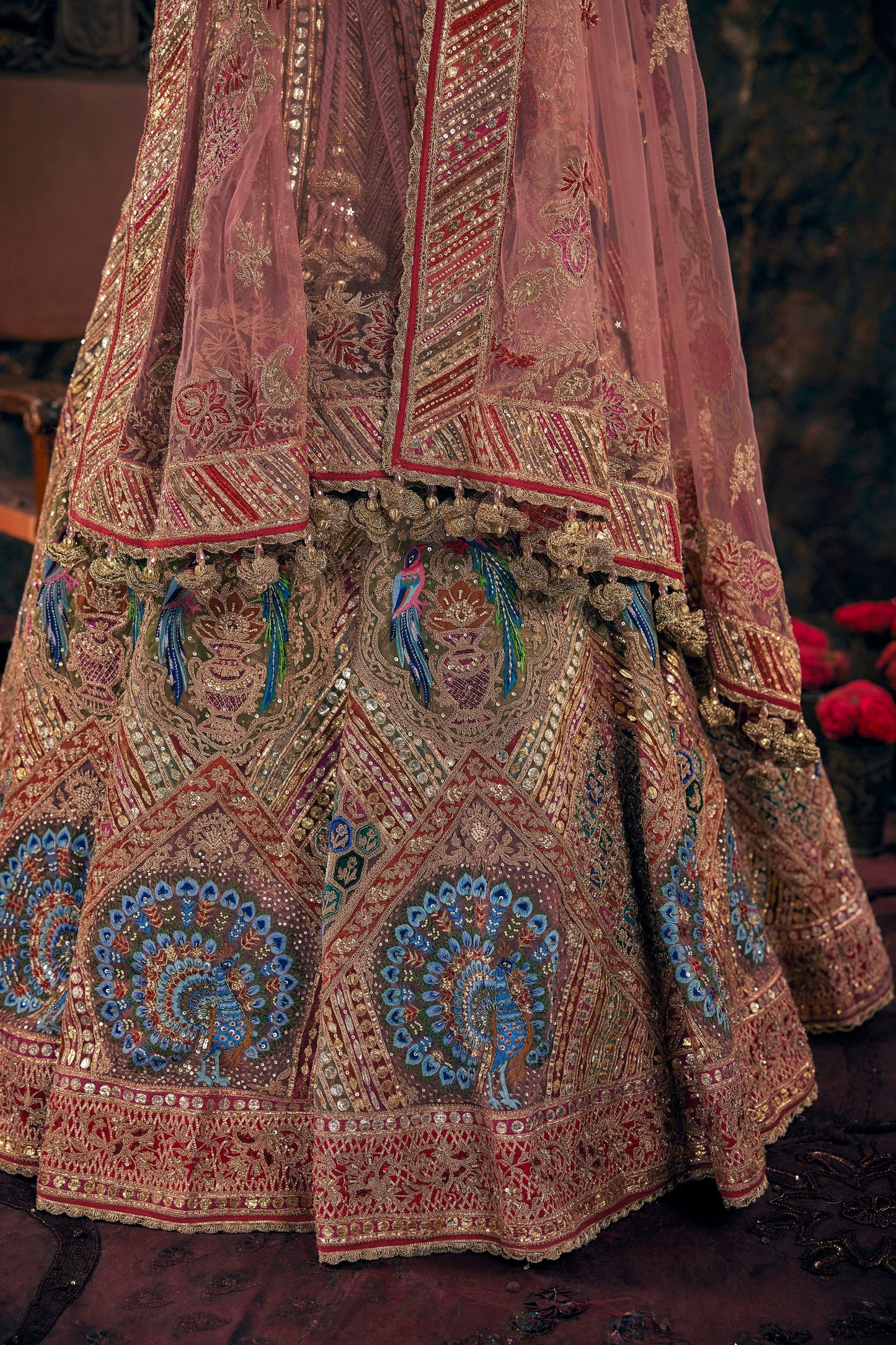 Blush Pink Avian Embroidered Lehenga