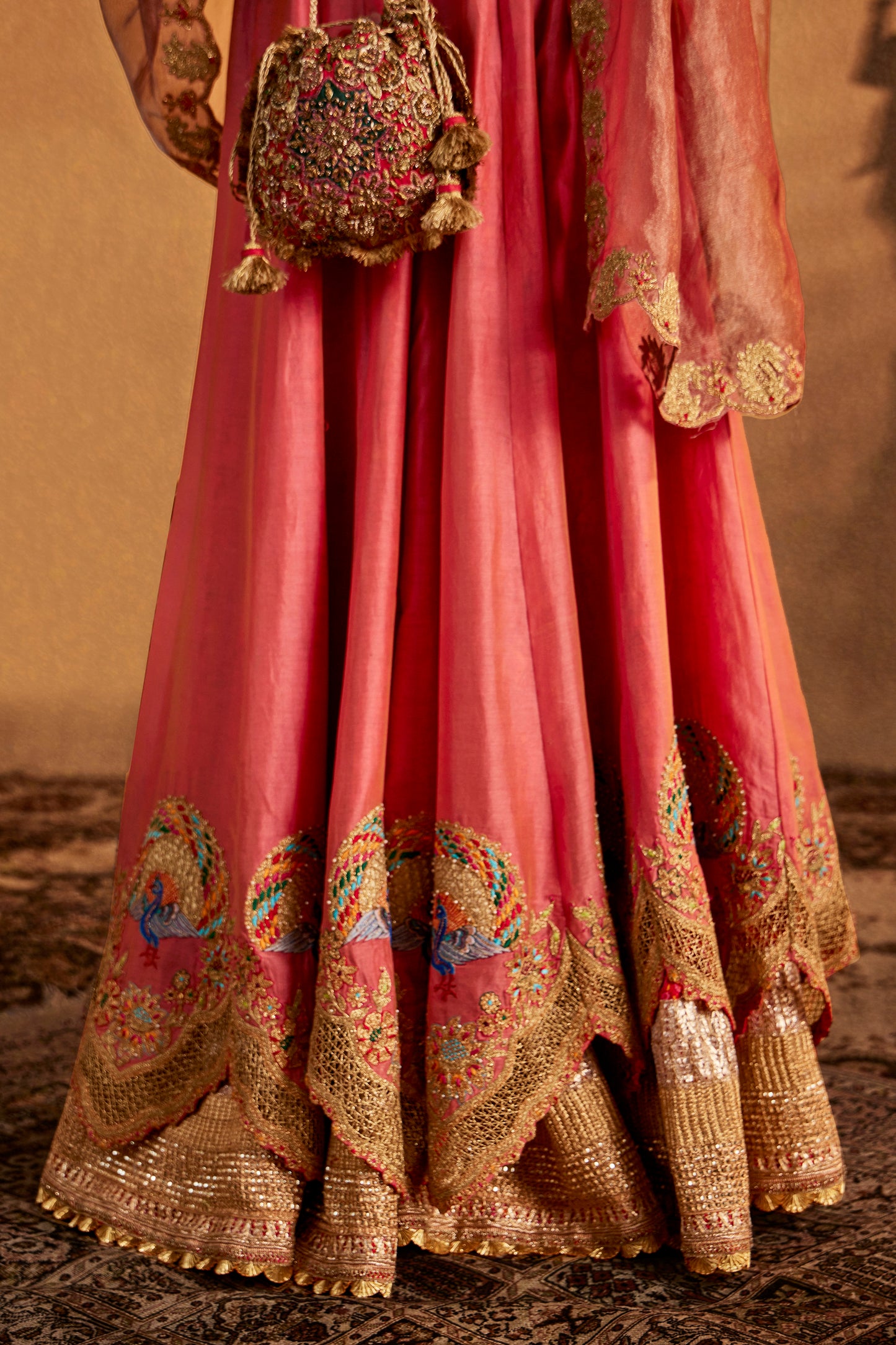 Sorbet Peach Silk Lehenga