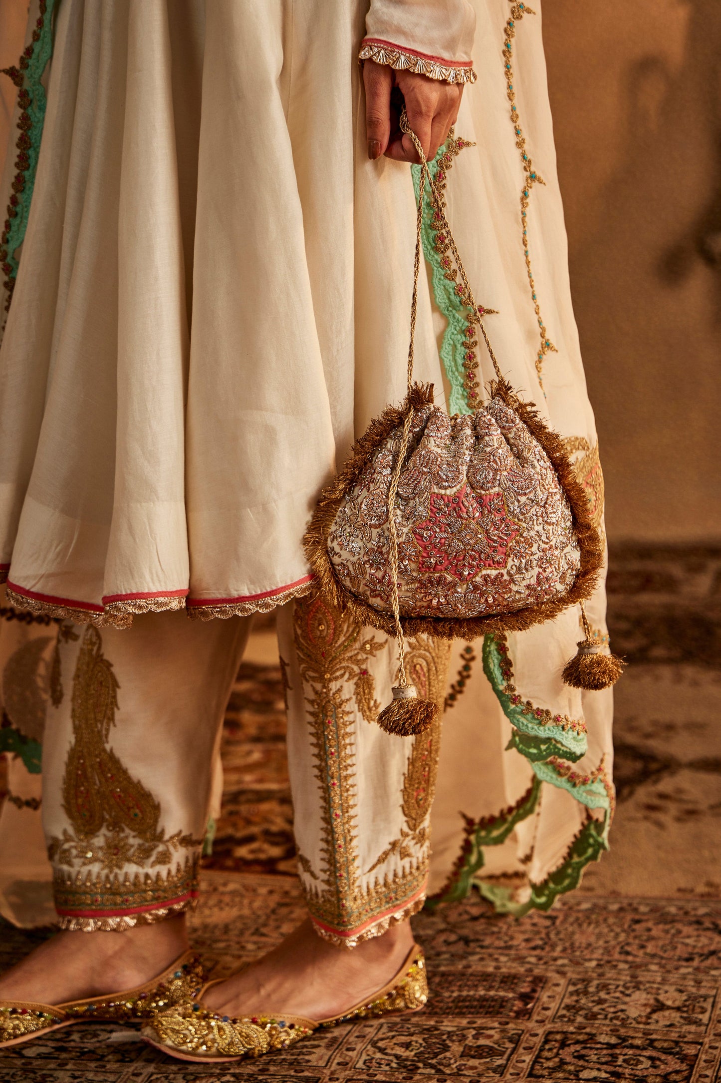 Ivory Chand-Phool Kalidar Set