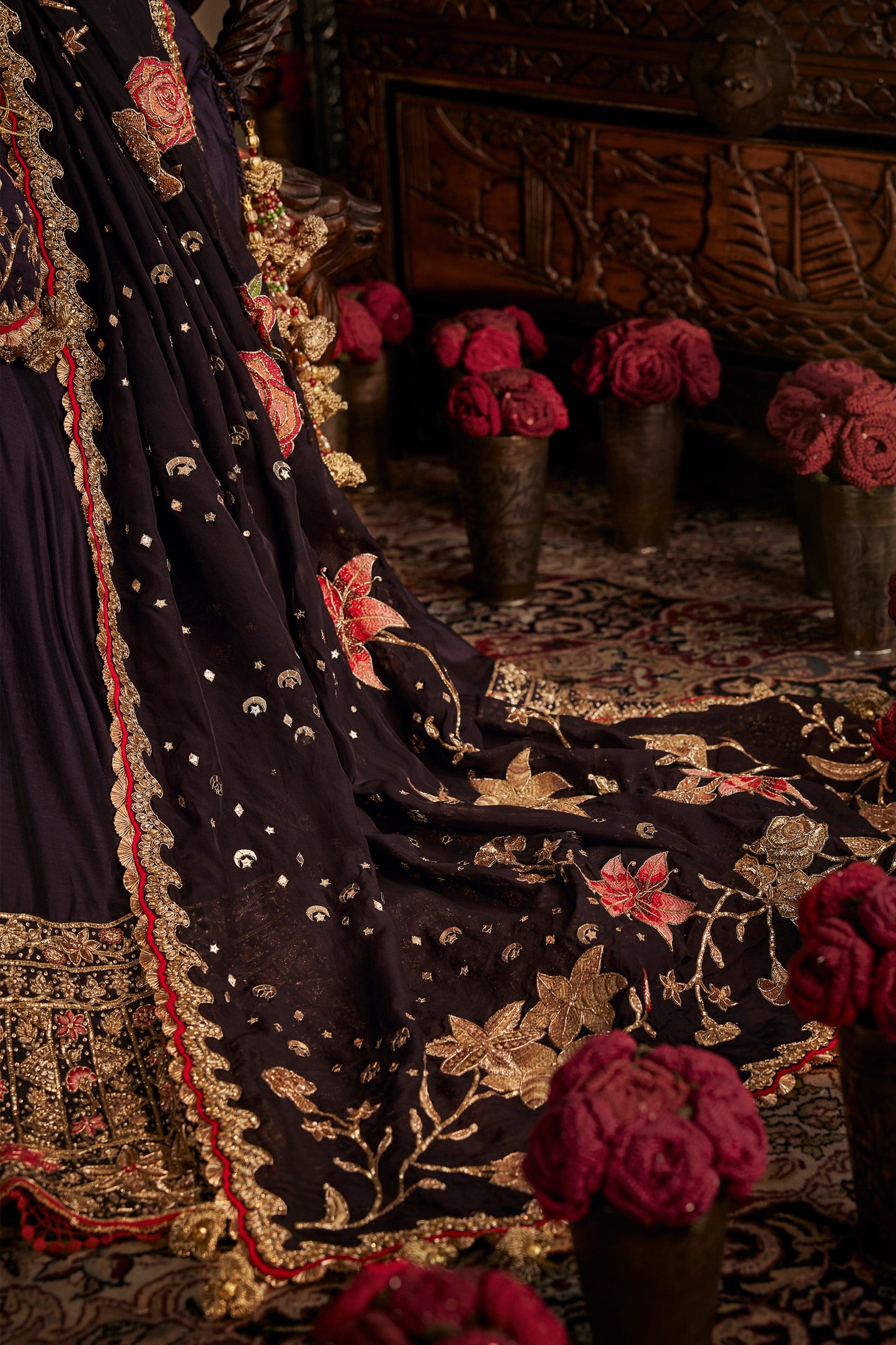 Deep Purple Silk Lehenga